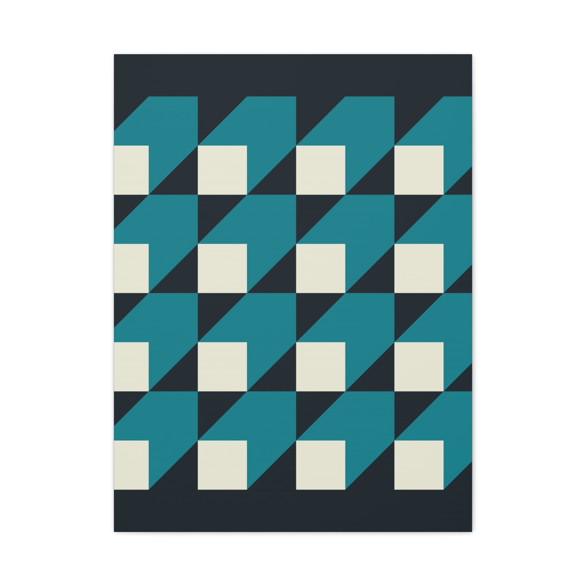 Geometric Teal Abstract Canvas Art