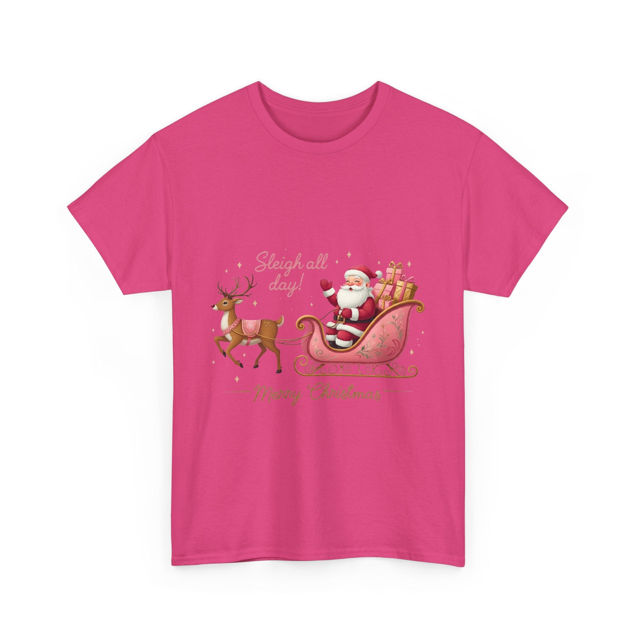 Pink Sleigh Santa Christmas T-Shirt