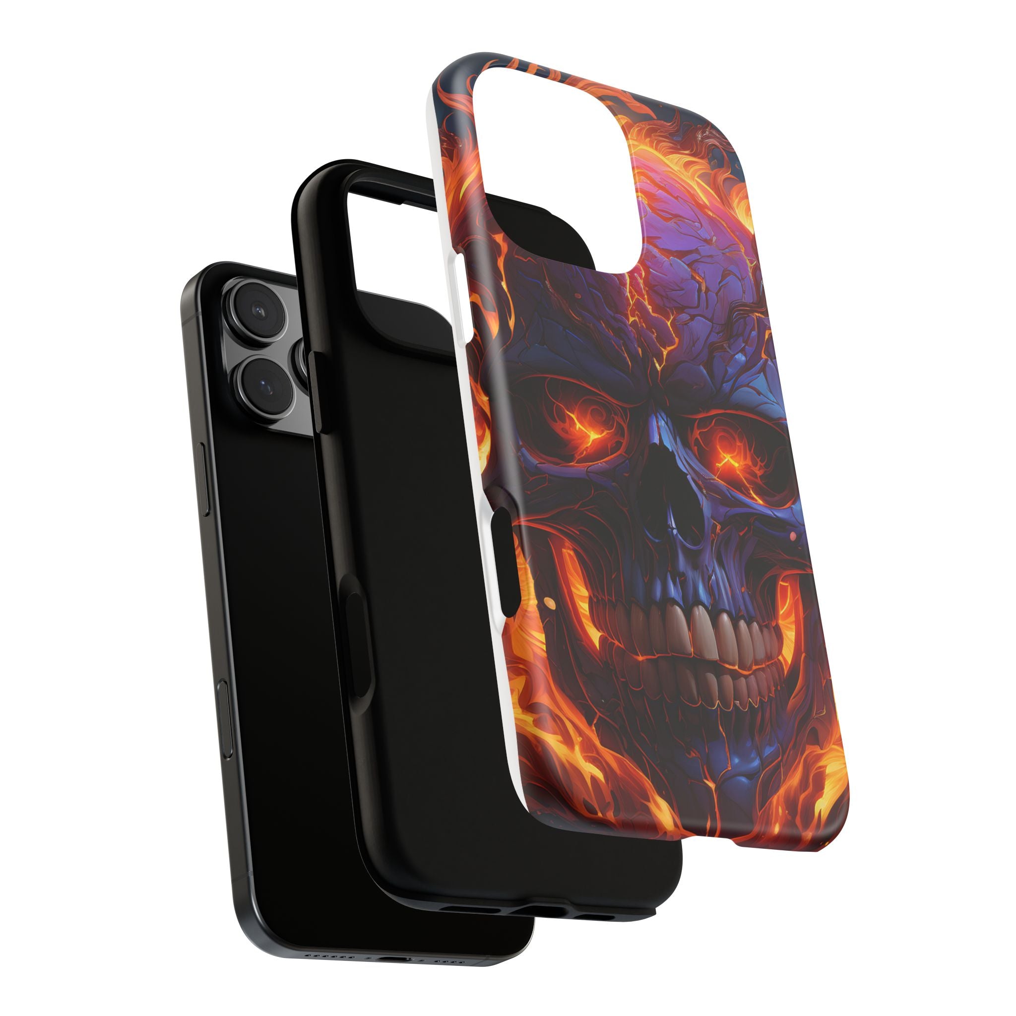 Fiery Skull Hexagon iPhone Case - Rugged Texture