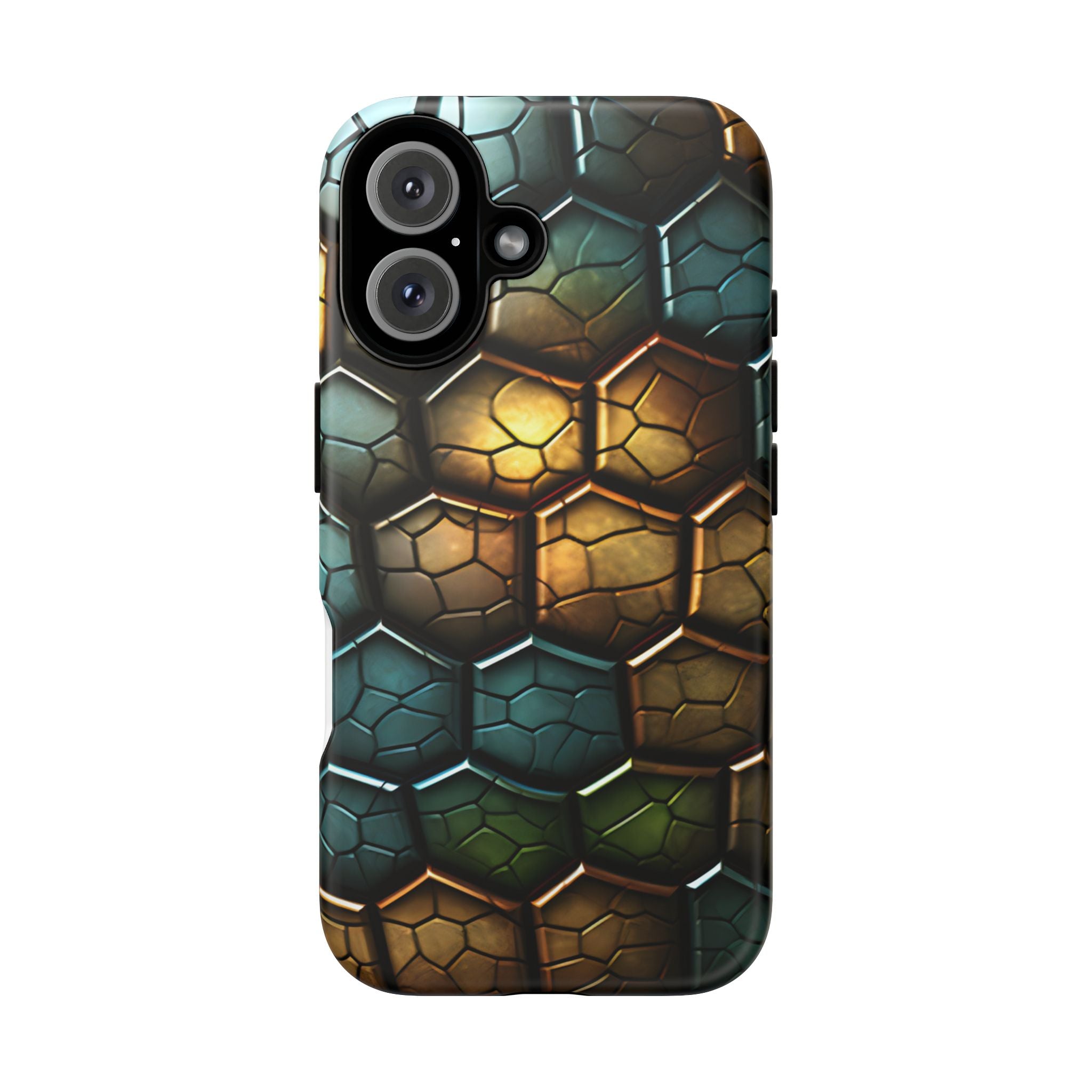 HexaScale iPhone Case: Teal & Bronze