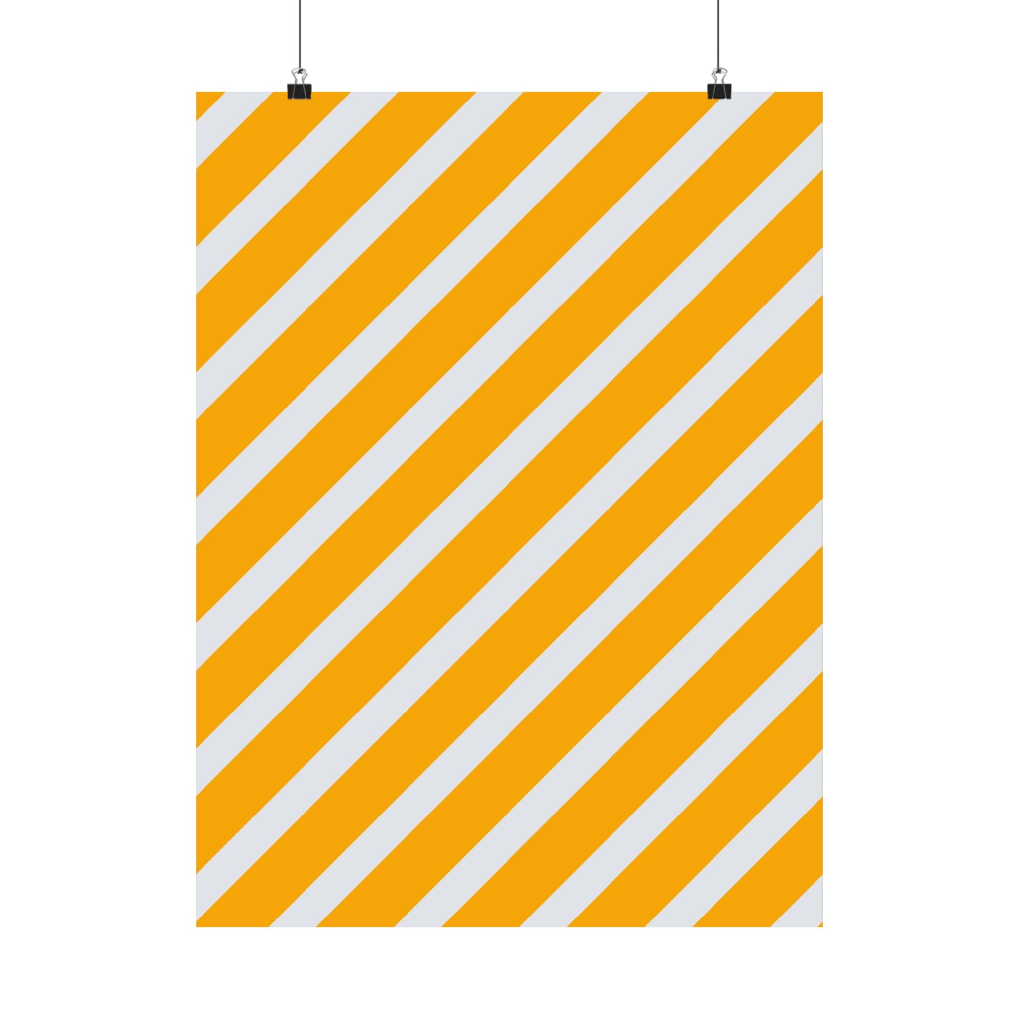 Orange & Gray Diagonal Stripe Poster