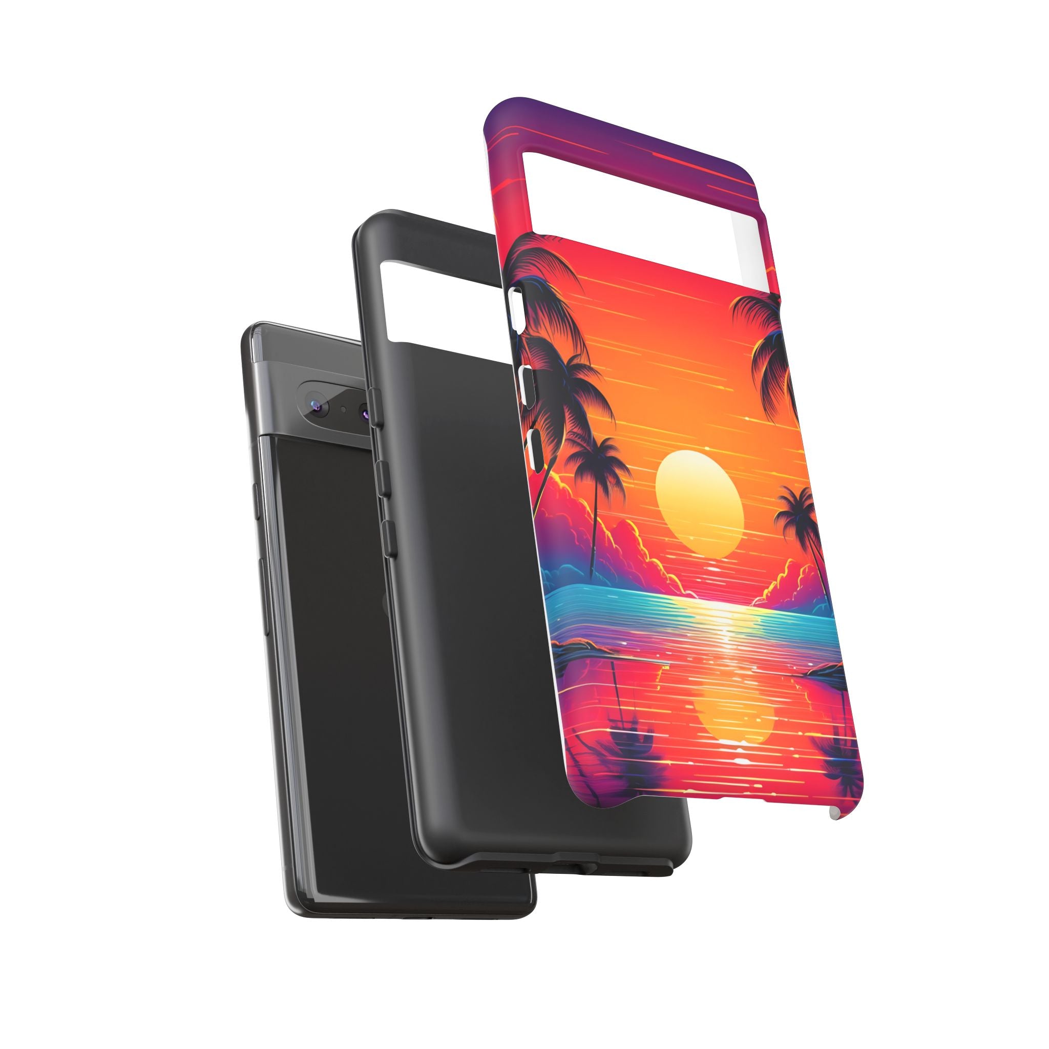 Sunset Palm Beach Google Pixel Case (All Models) - Retro Vaporwave