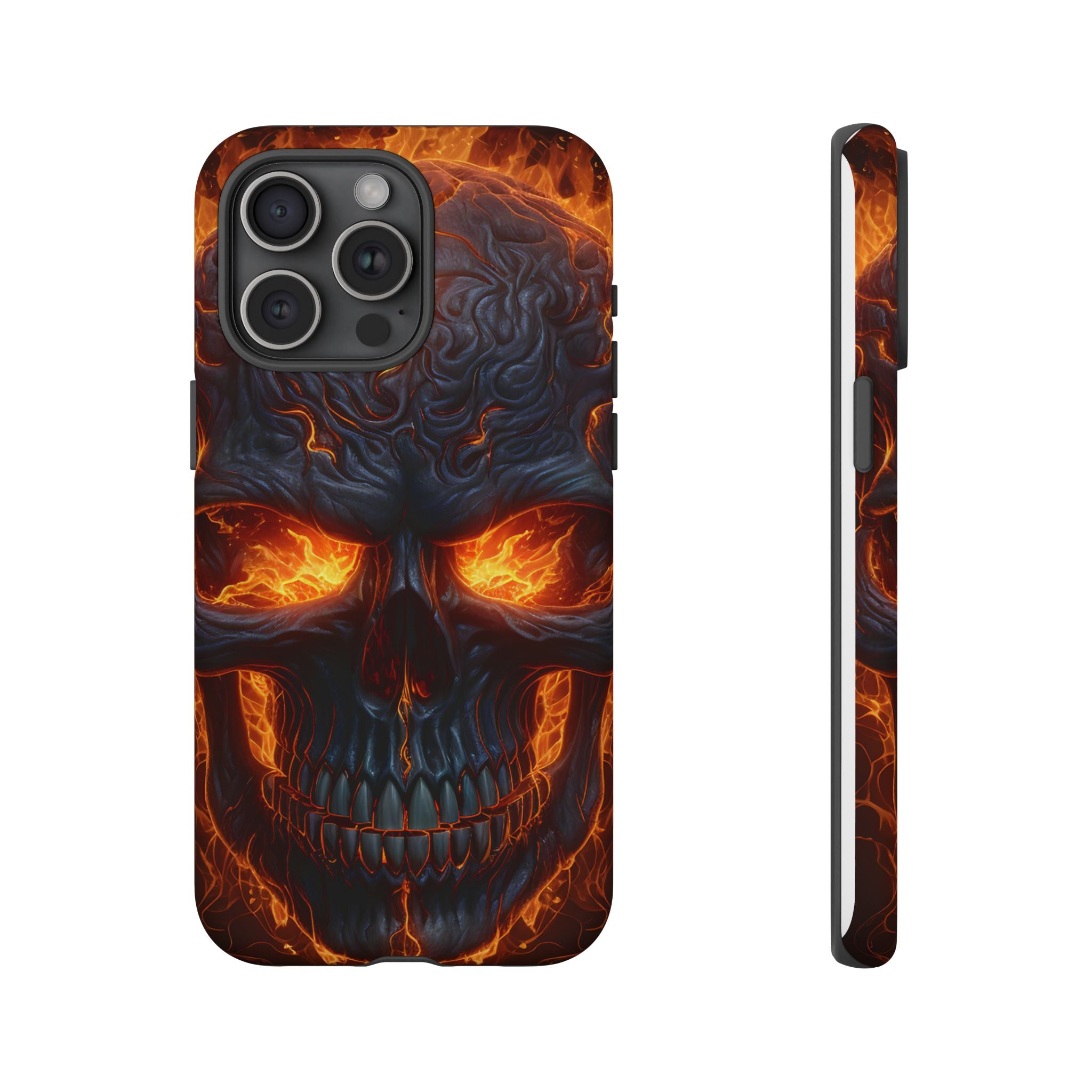 Fiery Skull Hexagon iPhone Case - Rugged Texture