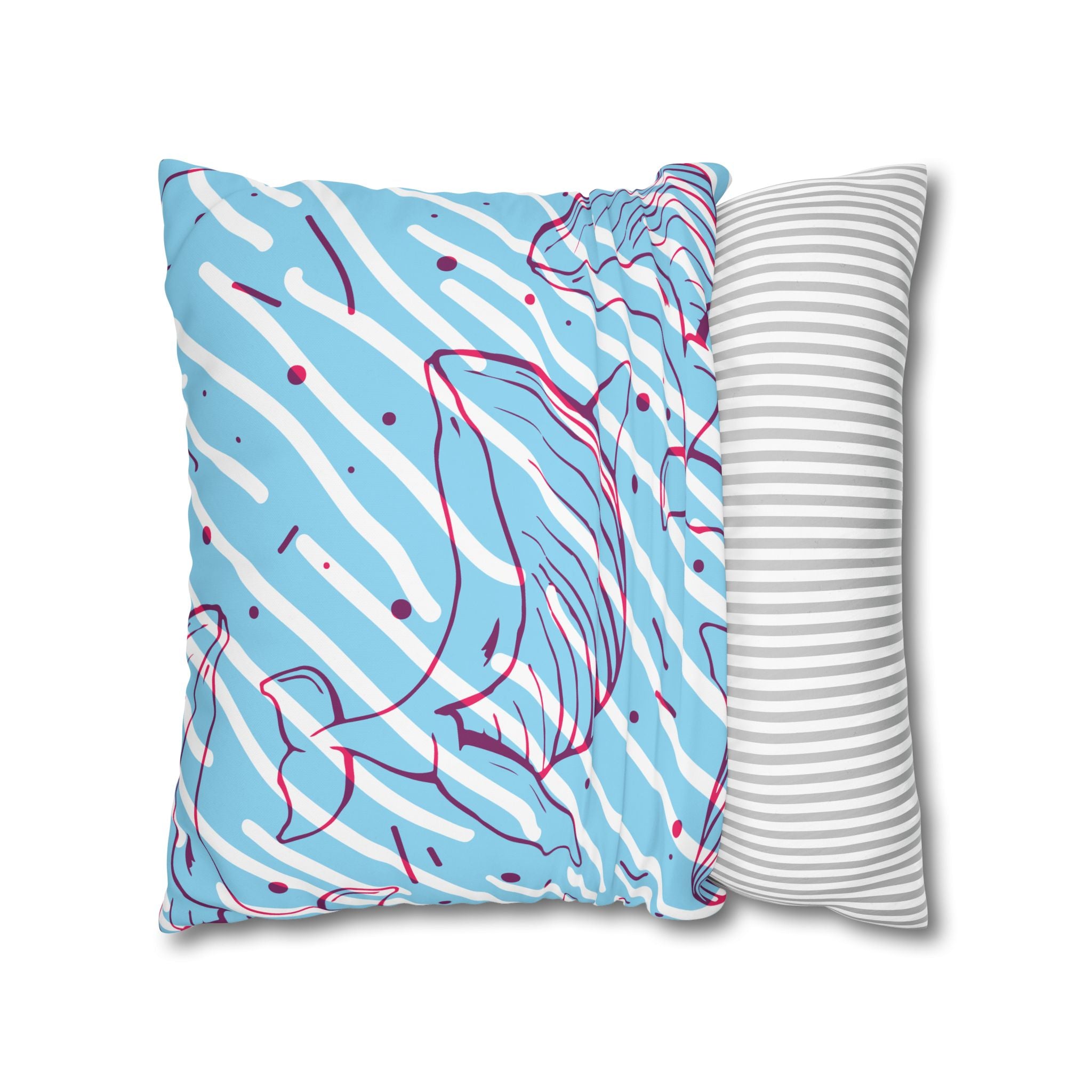 90s Whale Pillowcase - Pastel Blue