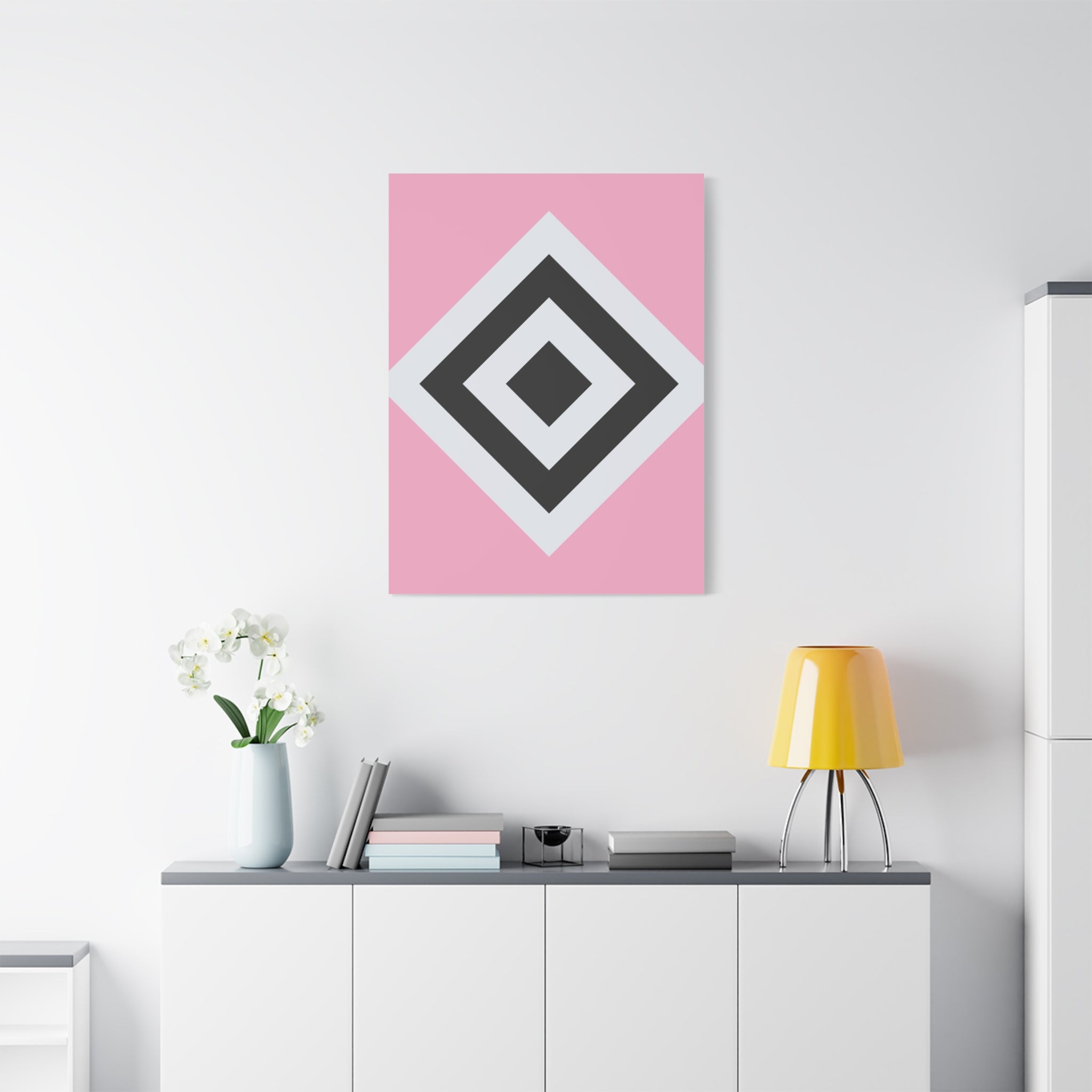 Geometric Diamond Art - Pink Matte Canvas