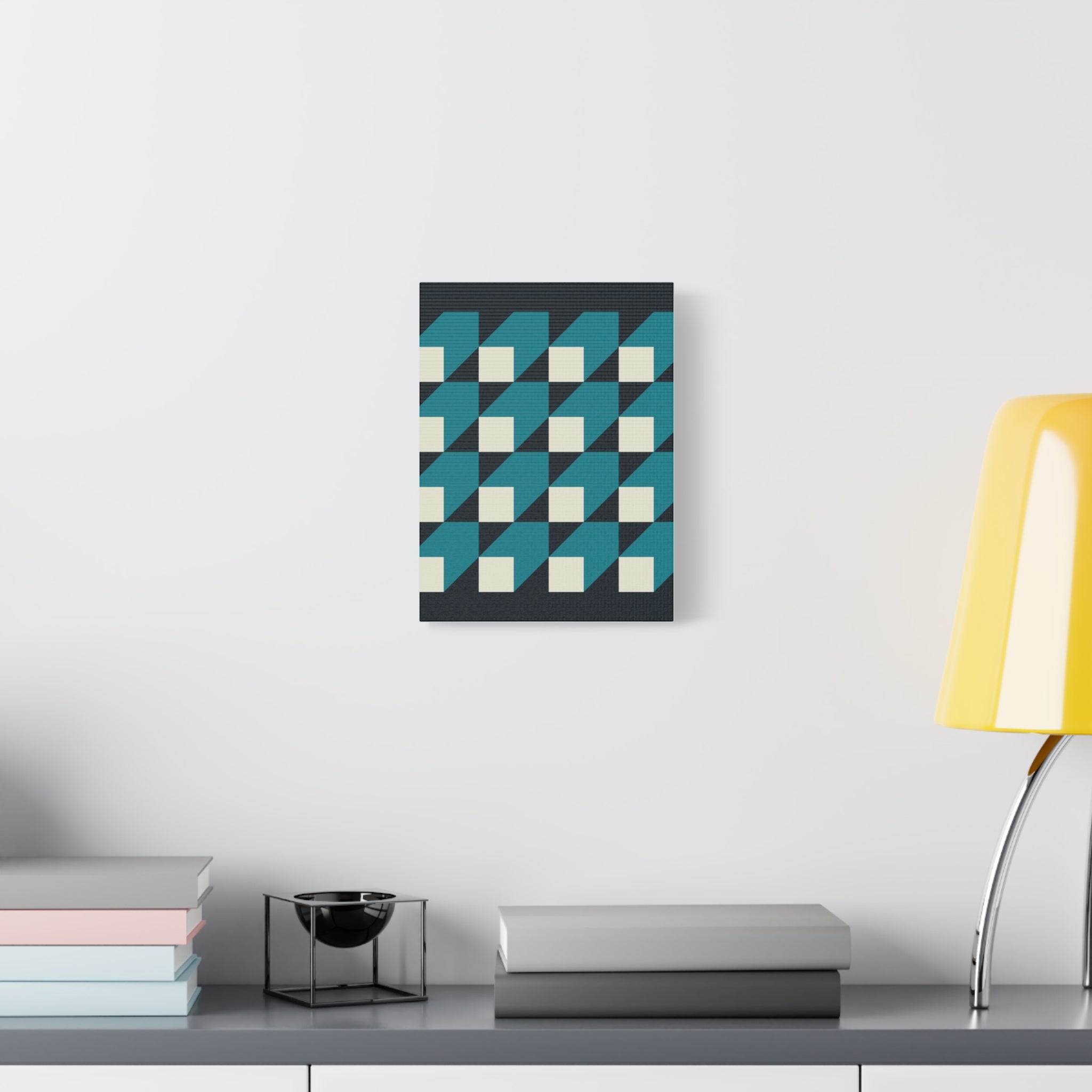 Geometric Teal Abstract Canvas Art