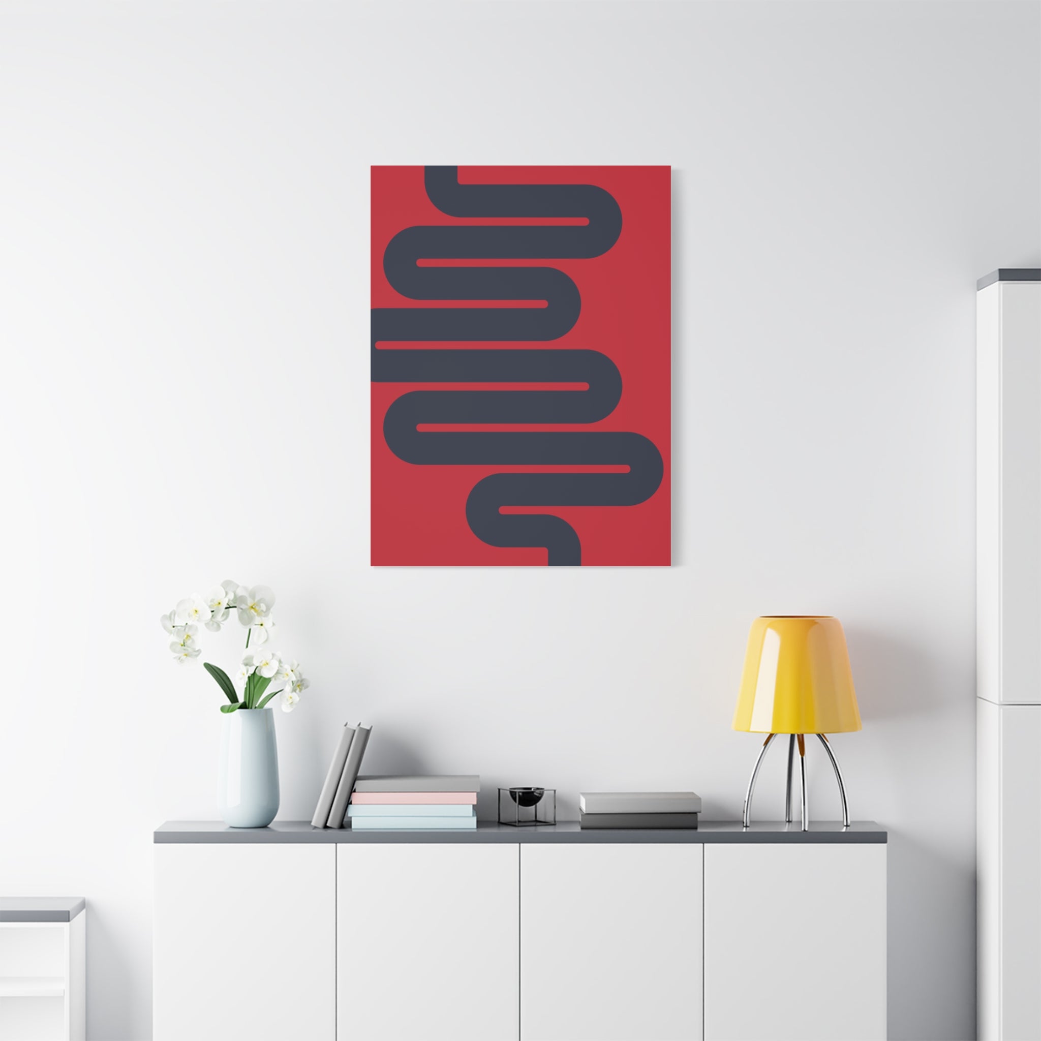 Abstract Intestines Art - Red & Blue Canvas