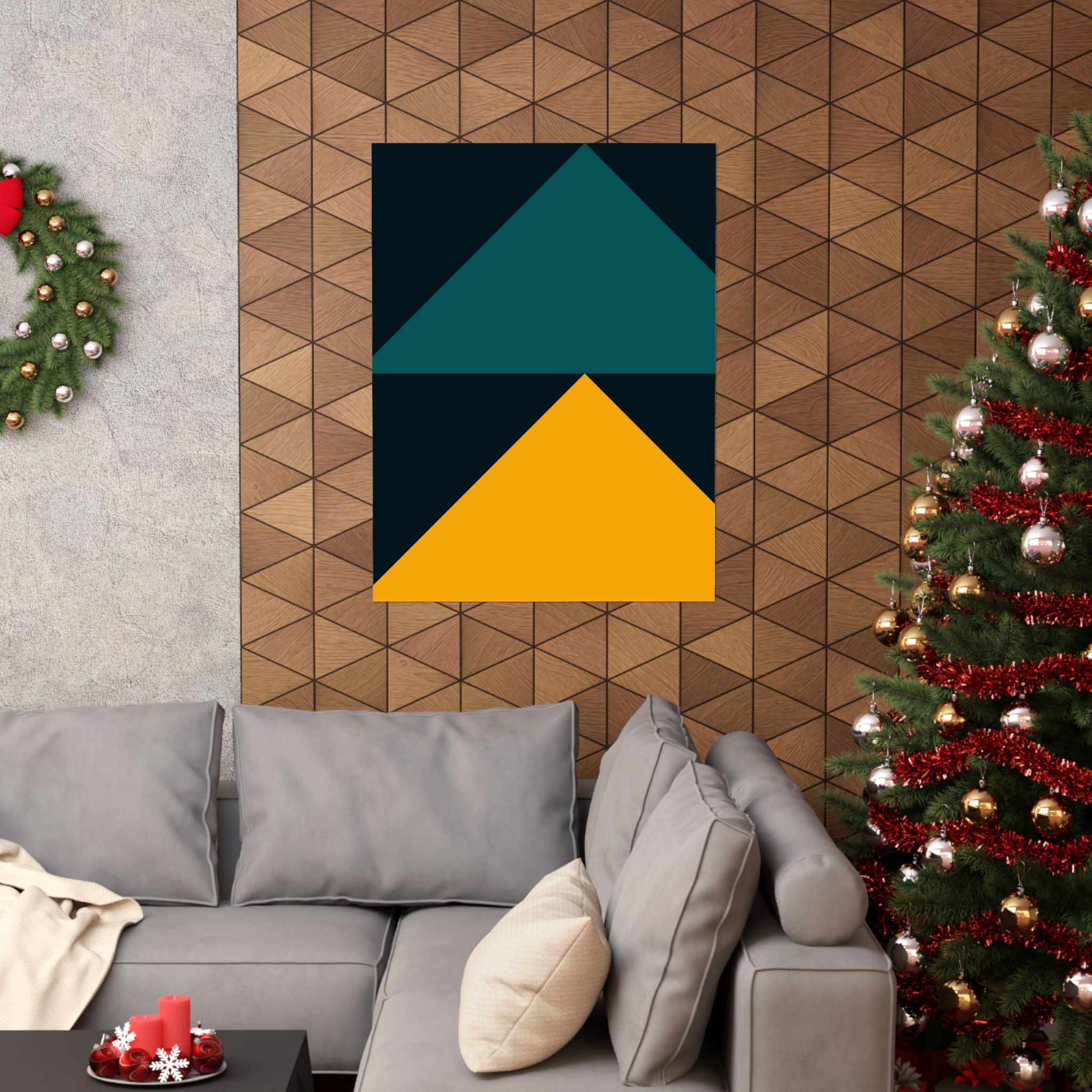 Teal & Gold Geometric Abstract Poster