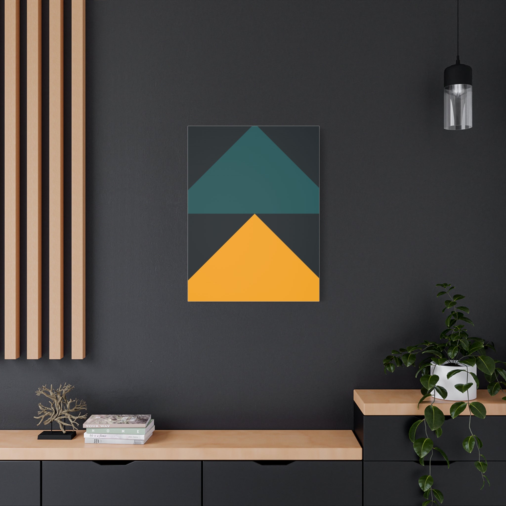 Teal & Gold Geometric Canvas Art