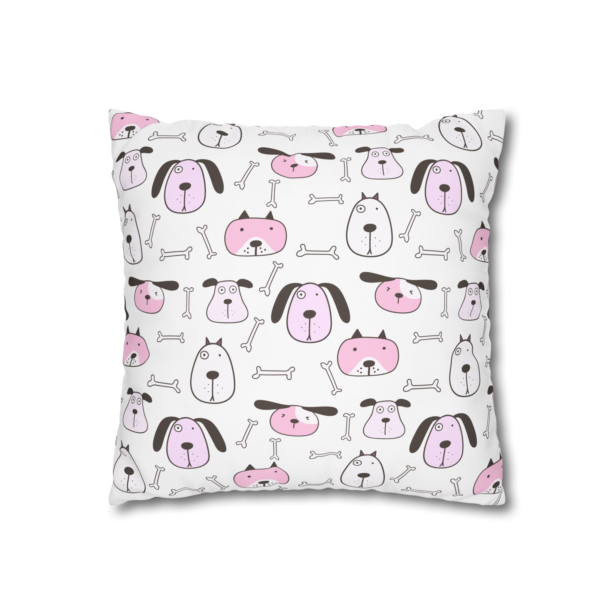 Cute Dog Bone Pillowcase - Pink & White