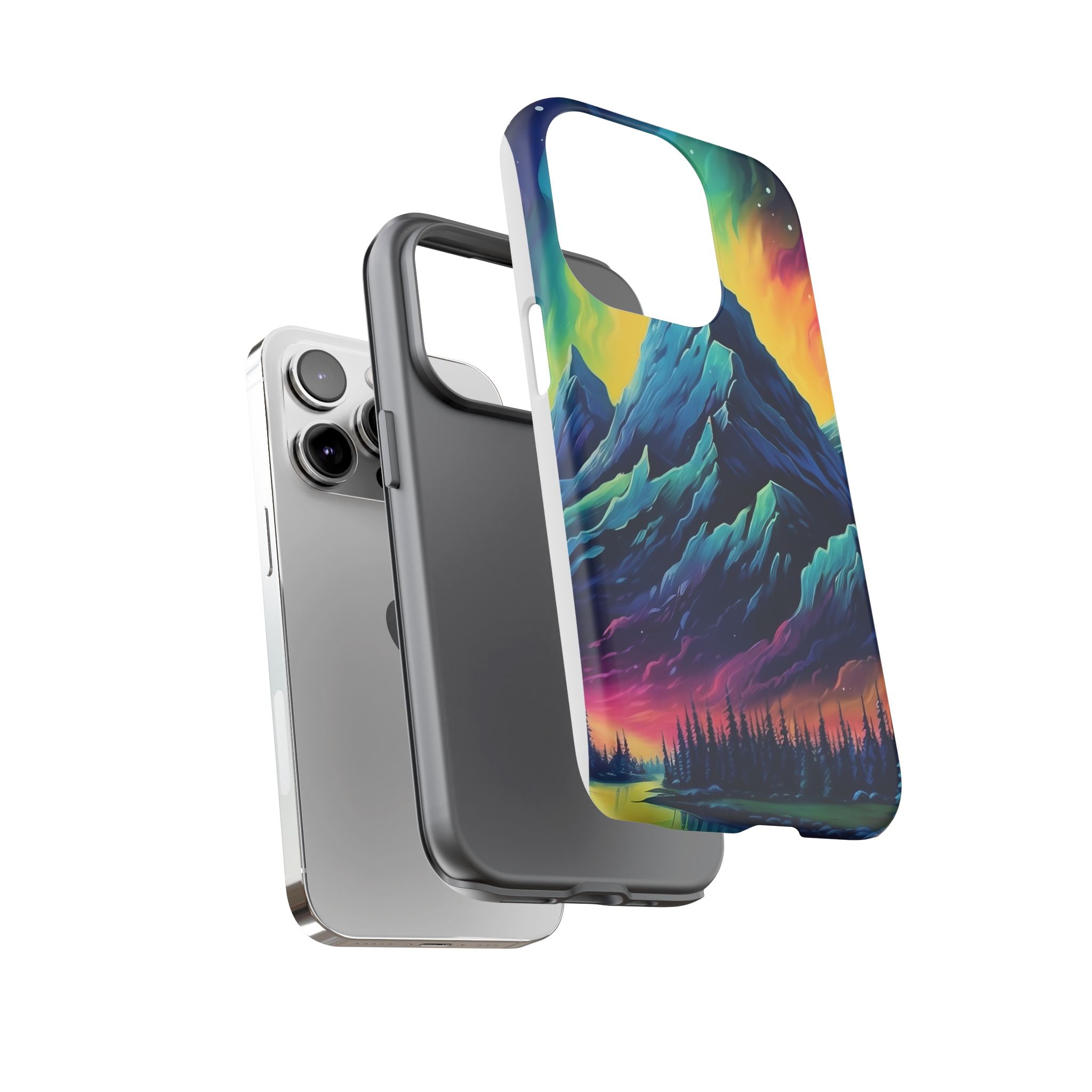 Aurora Mountain Hexagon iPhone Case