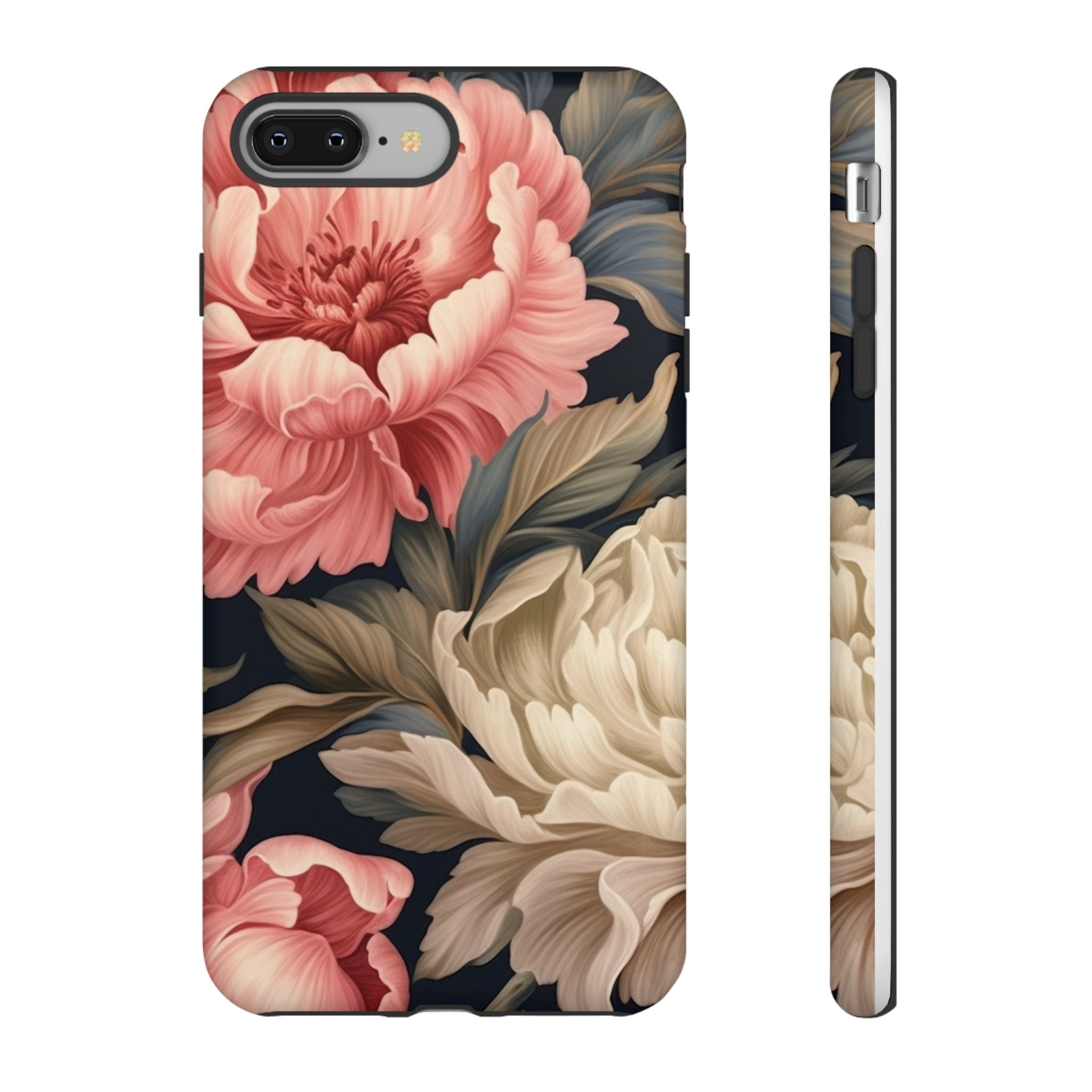 Blush Peony Floral iPhone Case - Hexagon Stone