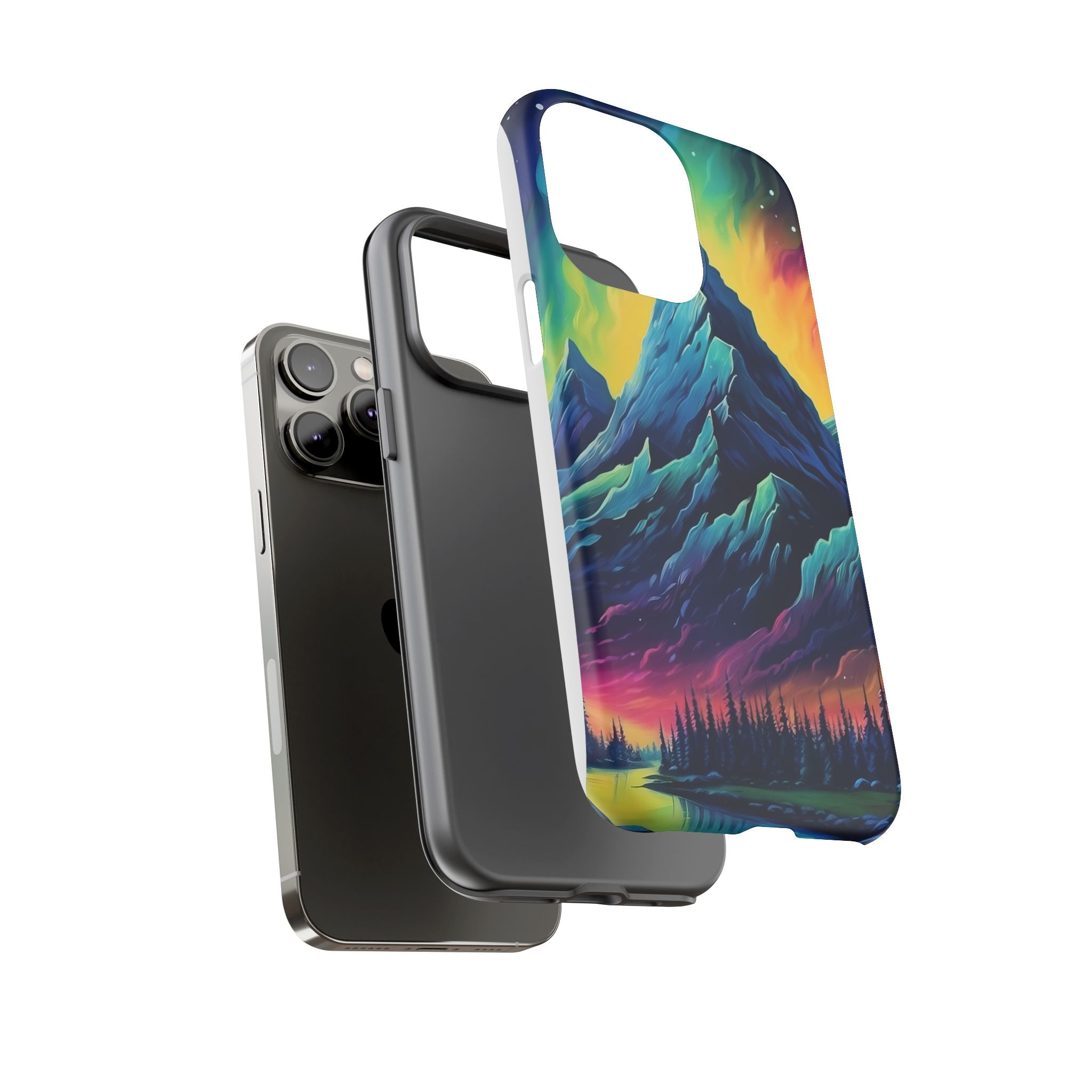 Aurora Mountain Hexagon iPhone Case