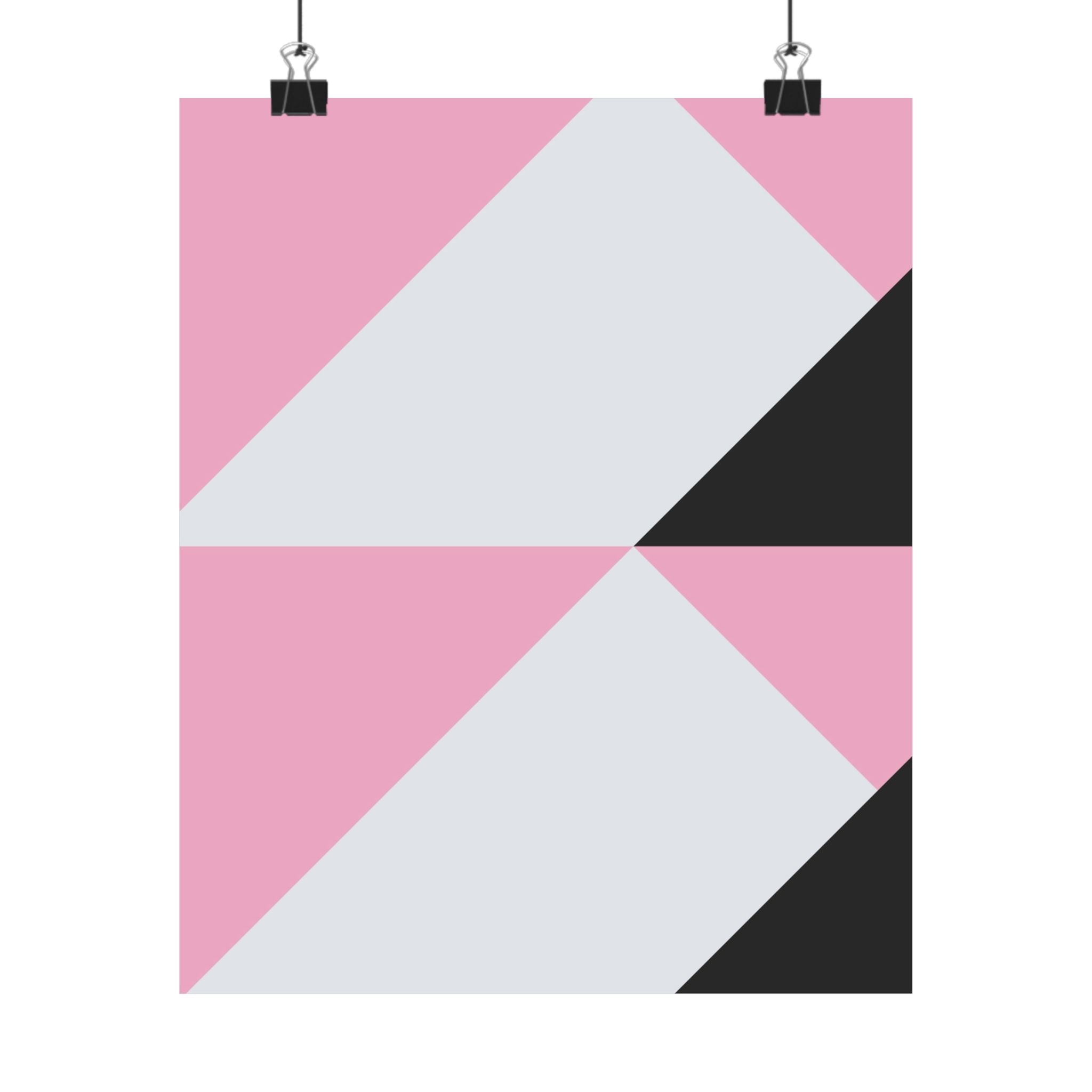 Geometric Pink & Gray Abstract Art Poster