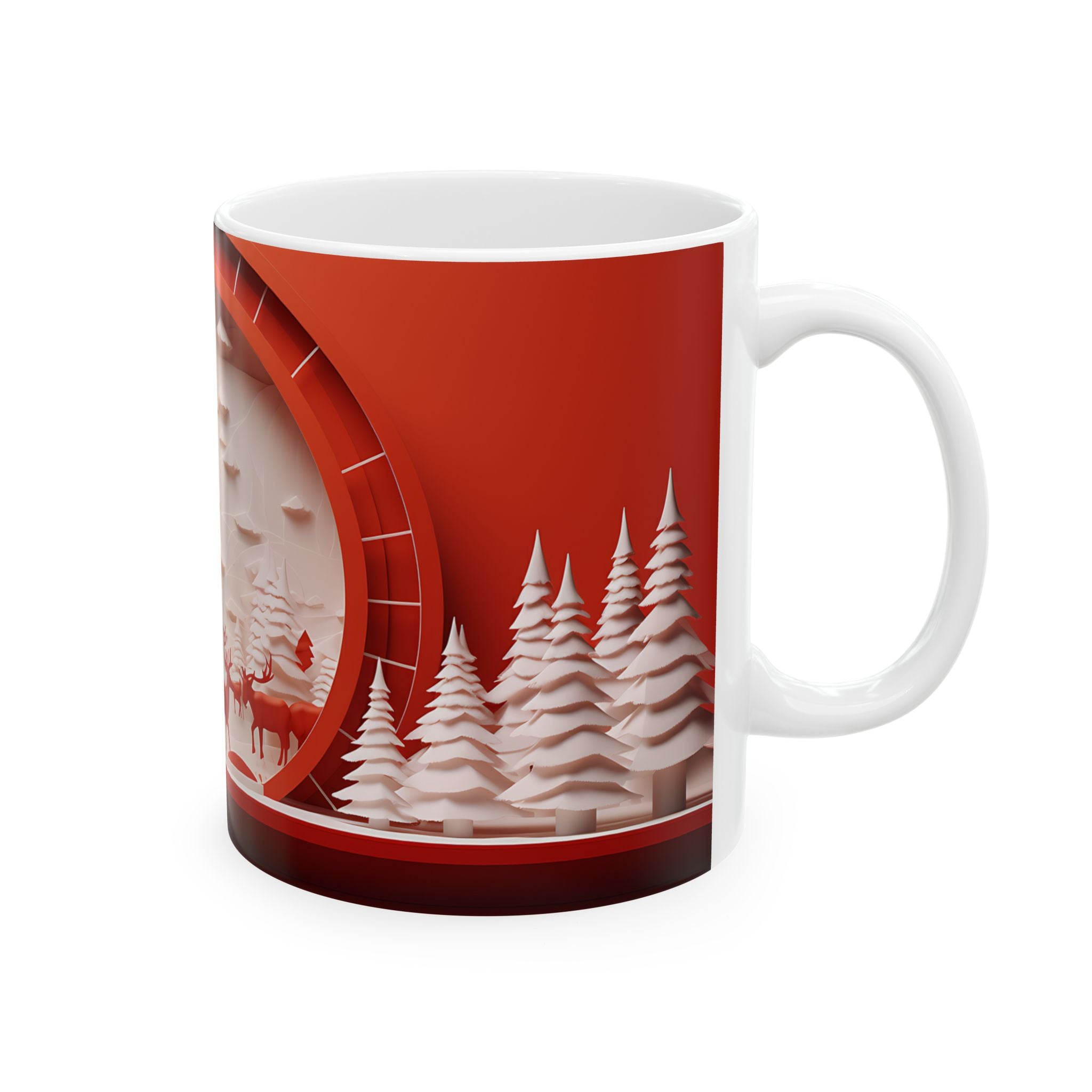 Red Xmas Reindeer Mug - Holiday Cheer