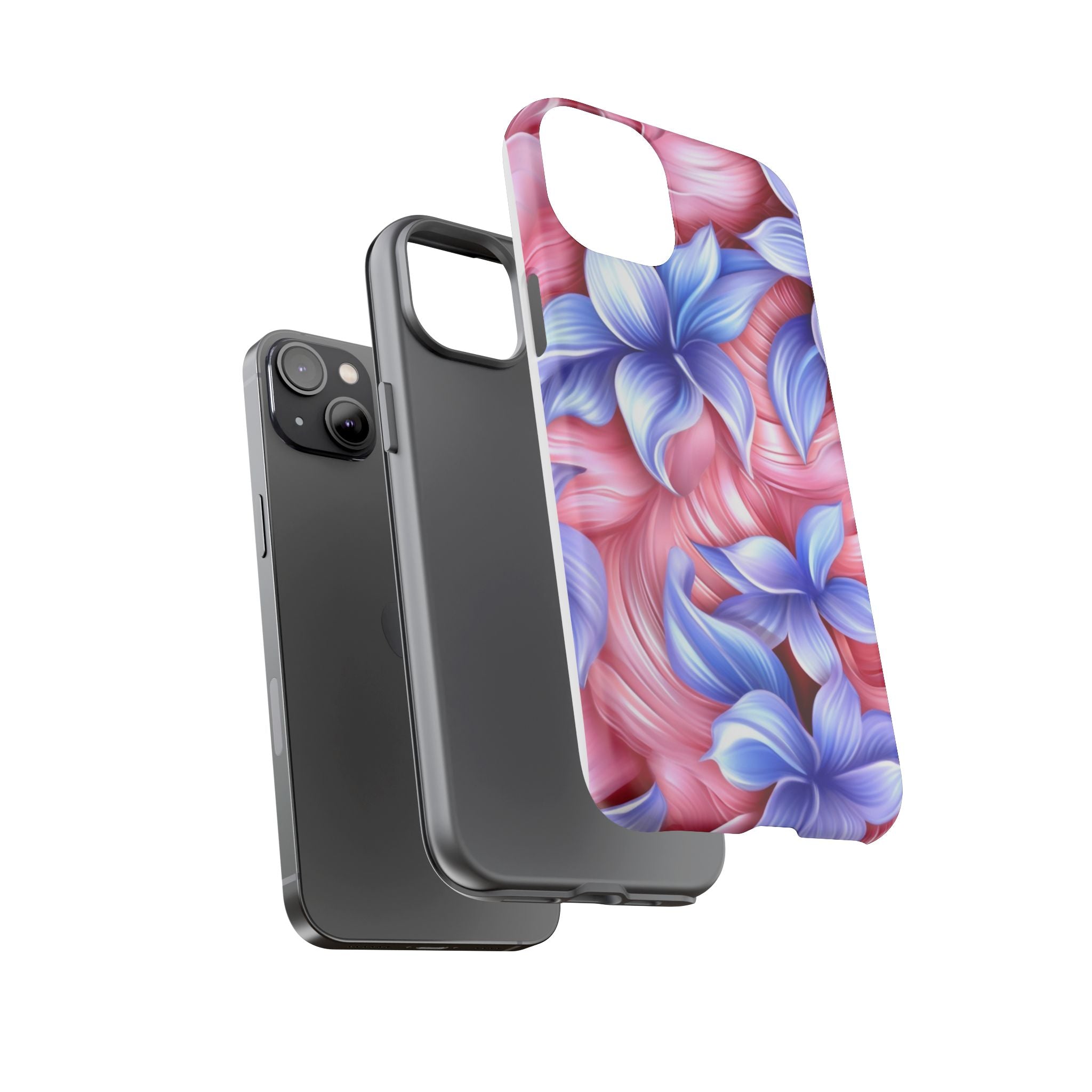 Dreamy Pink & Blue Floral iPhone Case - Hexagon Stone