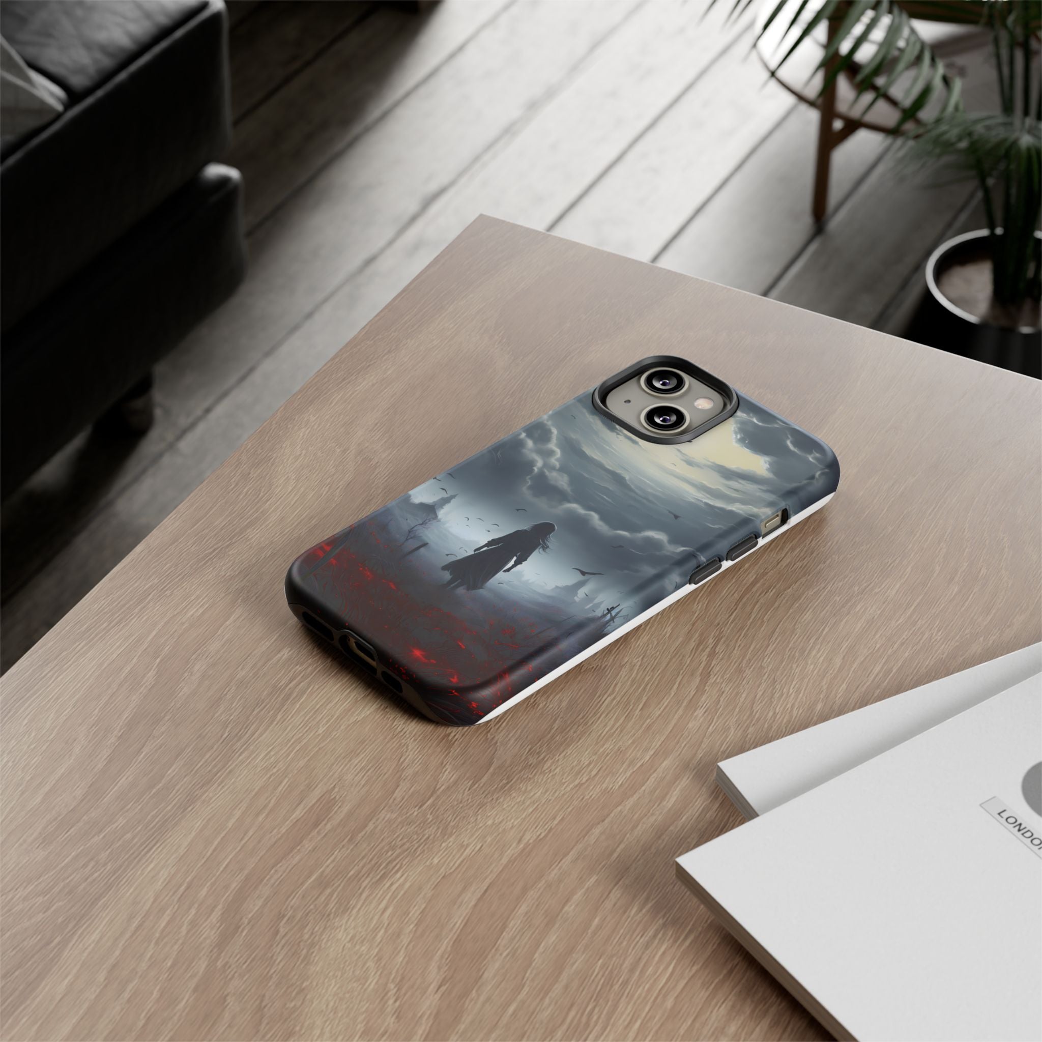 Stormy Silhouette Hexagon Stone iPhone Case