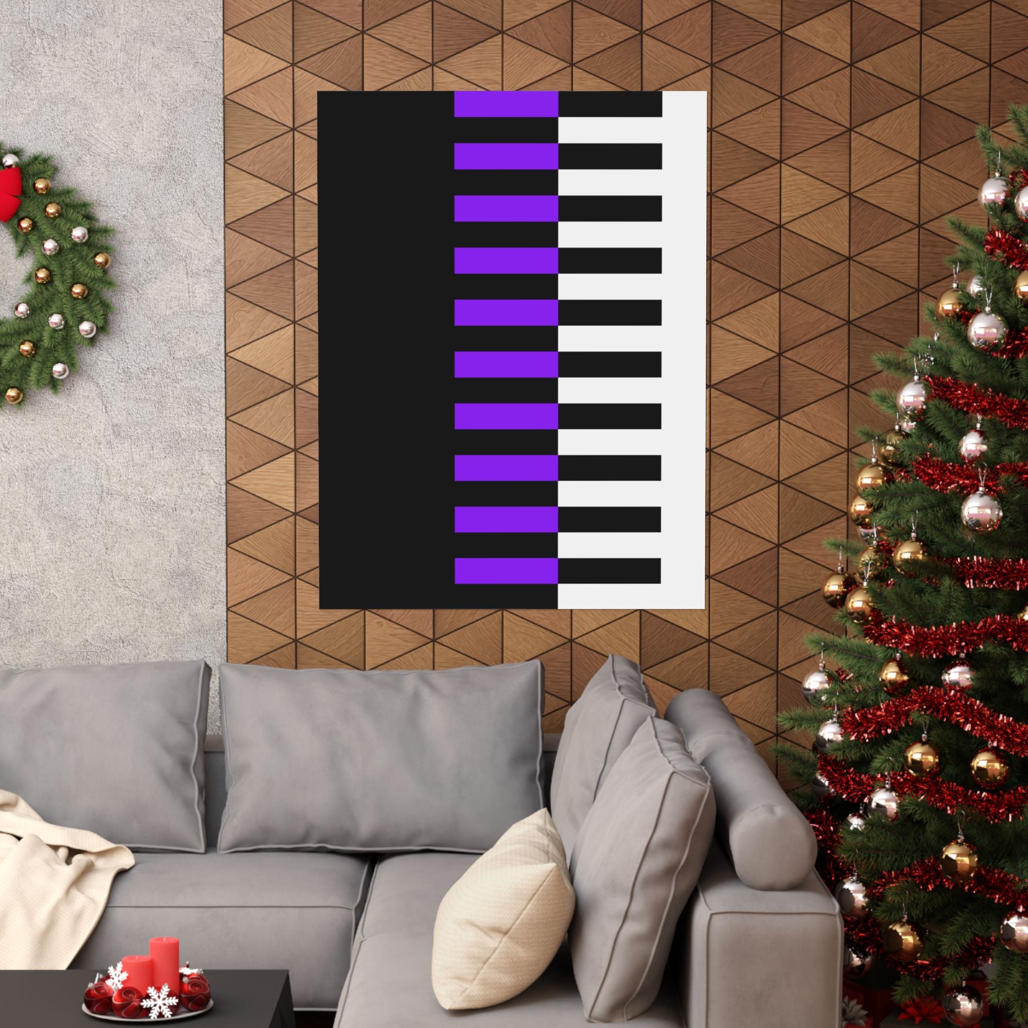 Abstract Purple & Black Stripe Poster