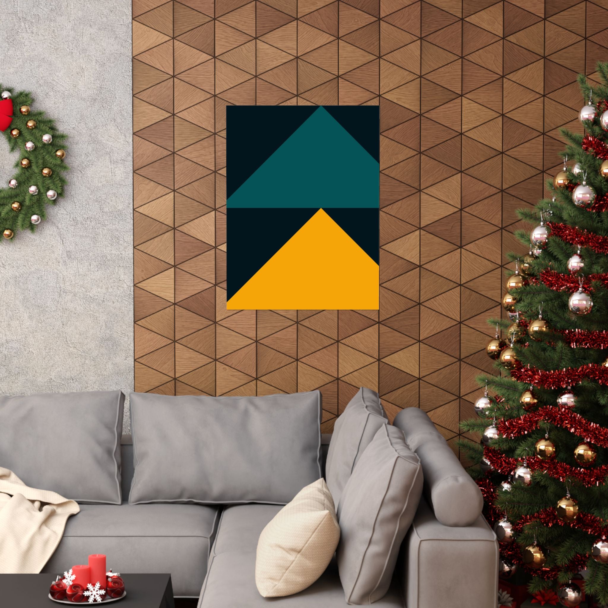 Teal & Gold Geometric Abstract Poster