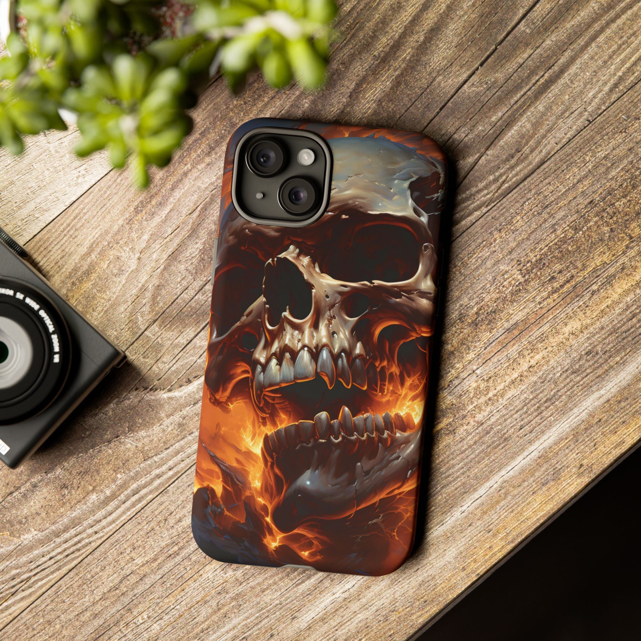 Fiery Skull Hexagon iPhone Case - Rugged