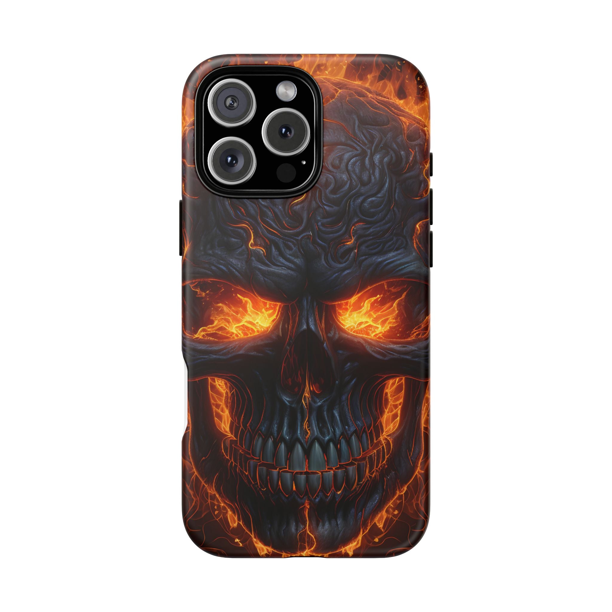 Fiery Skull Hexagon iPhone Case - Rugged Texture