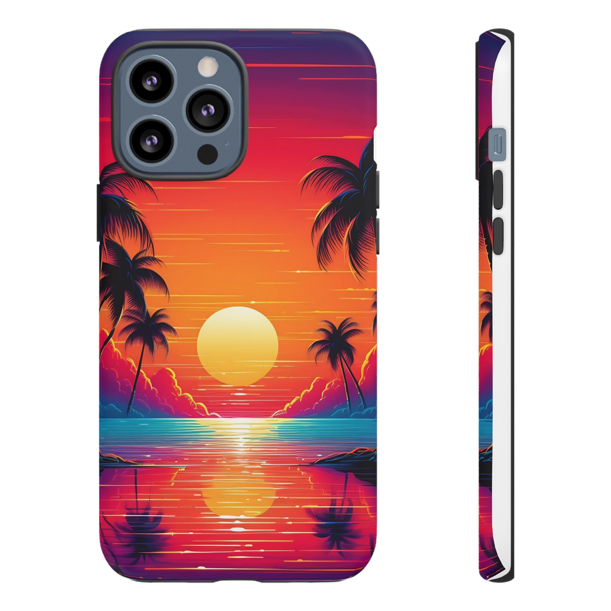 Sunset Palm Beach iPhone Case - Hexagon Stone