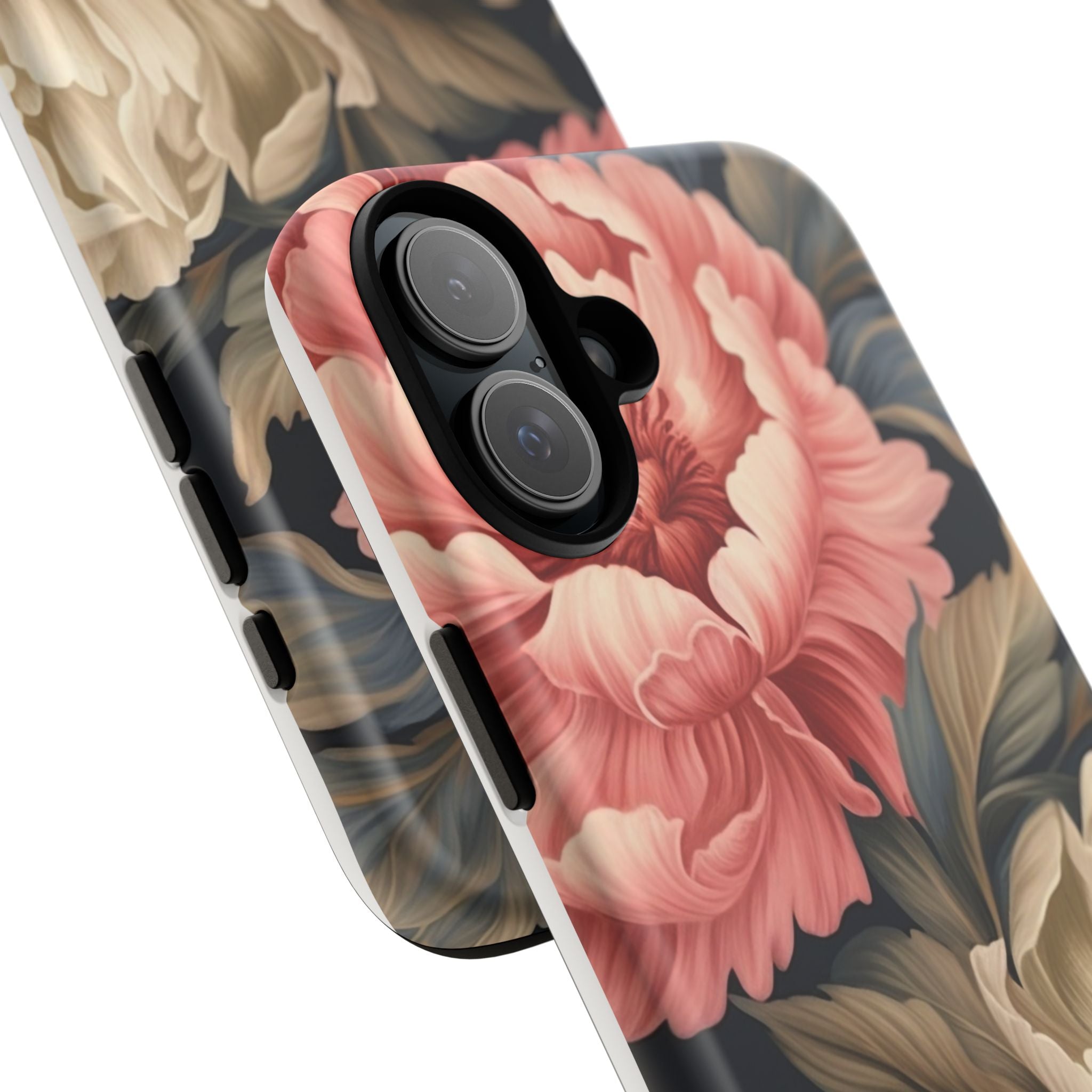 Blush Peony Floral iPhone Case - Hexagon Stone