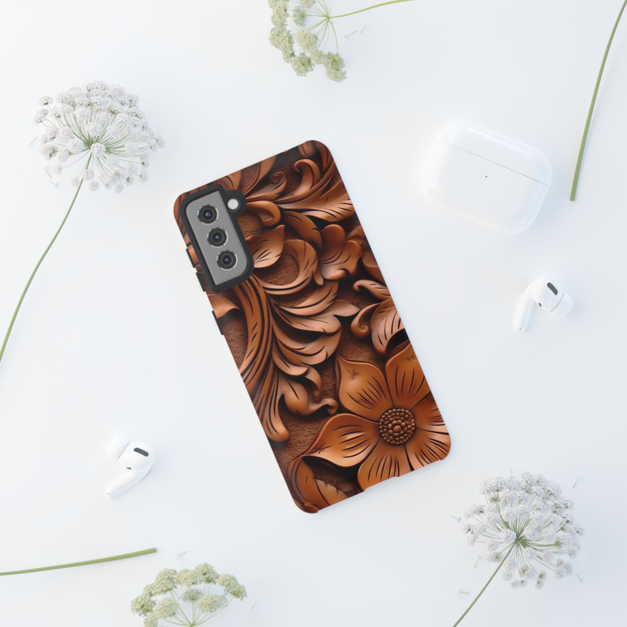 Baroque Floral Wood Samsung Case