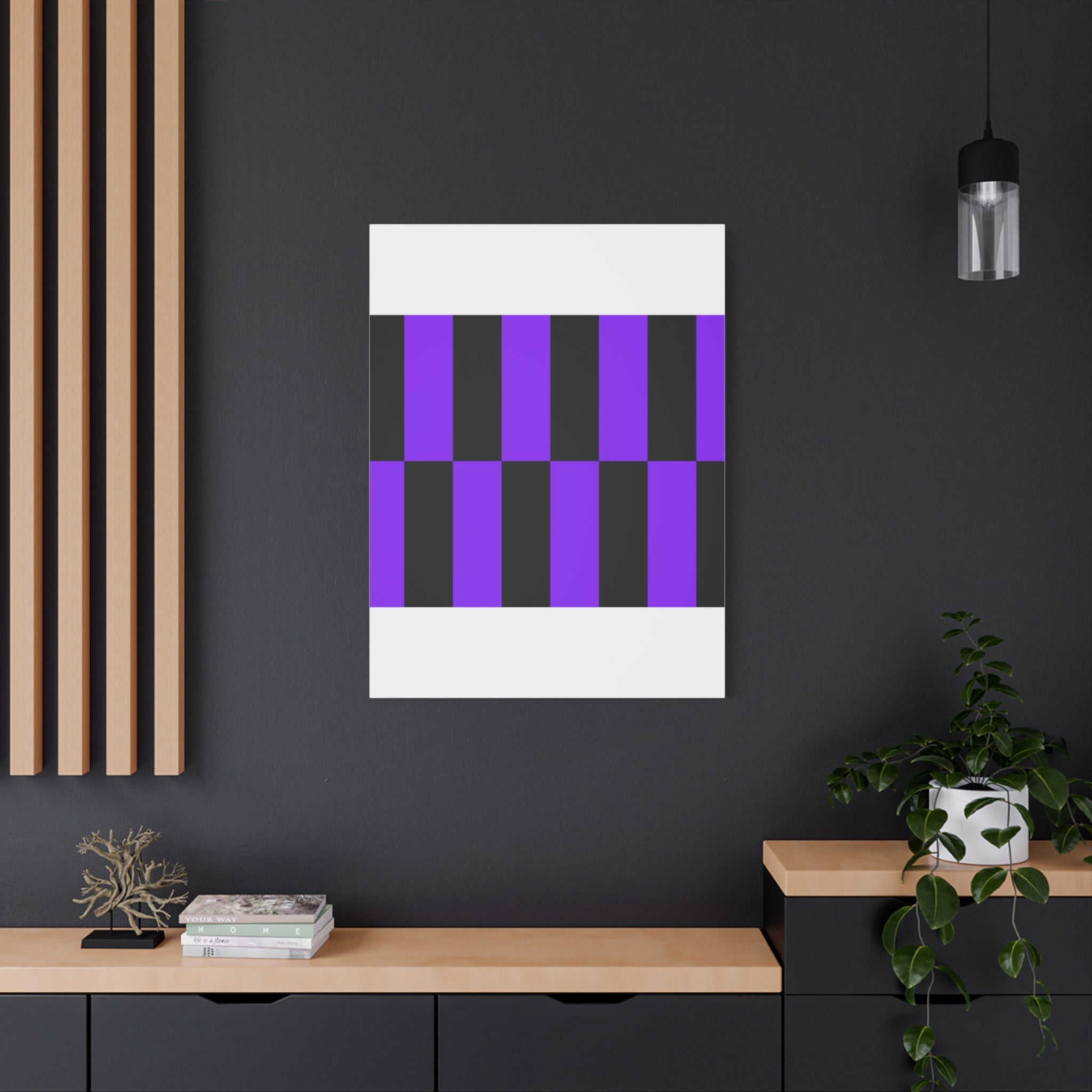 Violet & Charcoal Checkerboard Canvas Art