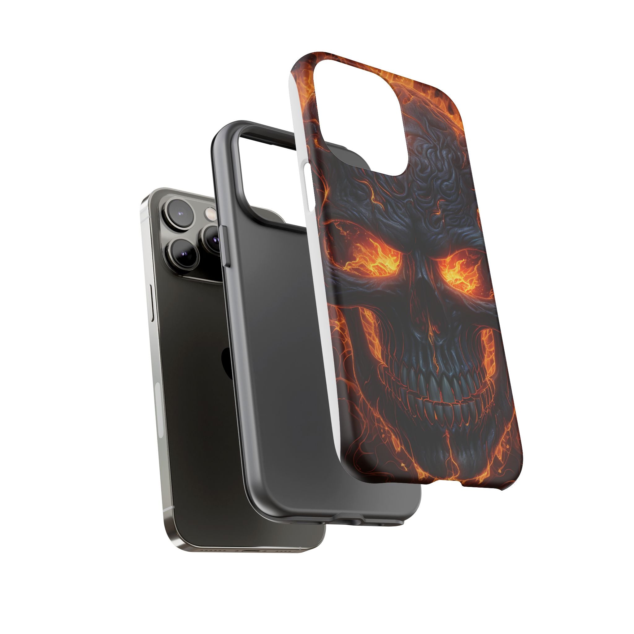 Fiery Skull Hexagon iPhone Case - Rugged Texture