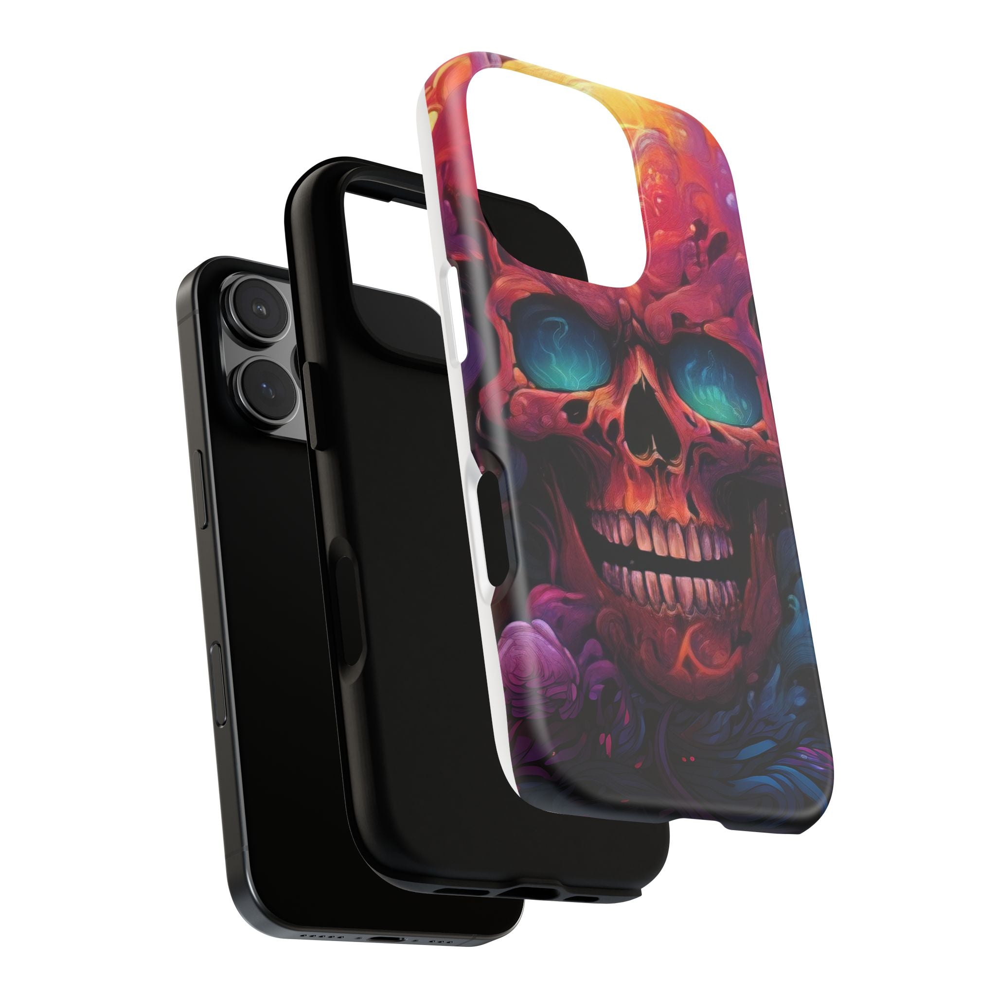 Fiery Skull Hexagon iPhone Case - Rugged Texture