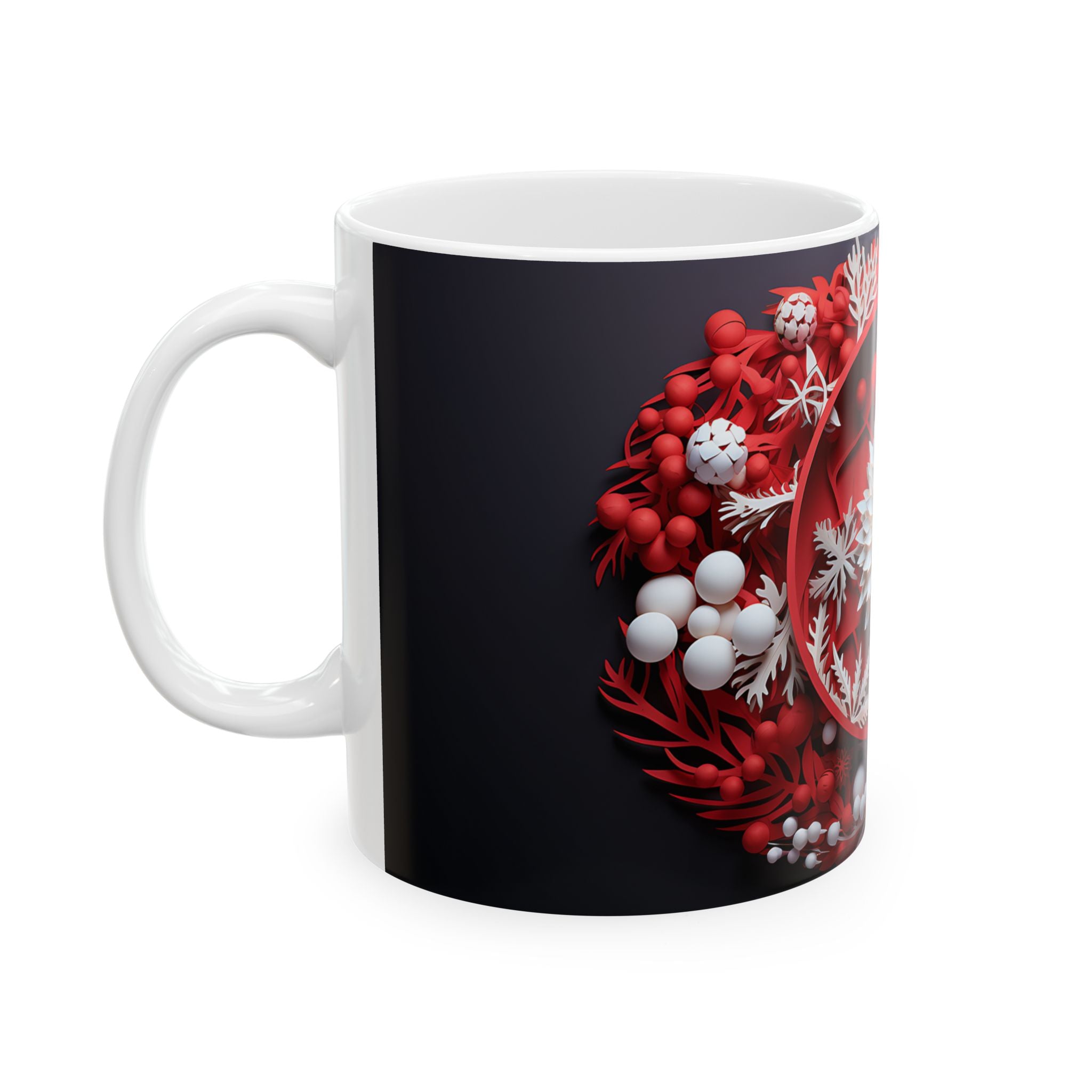 Paper Flower Holiday Mug - Red & White