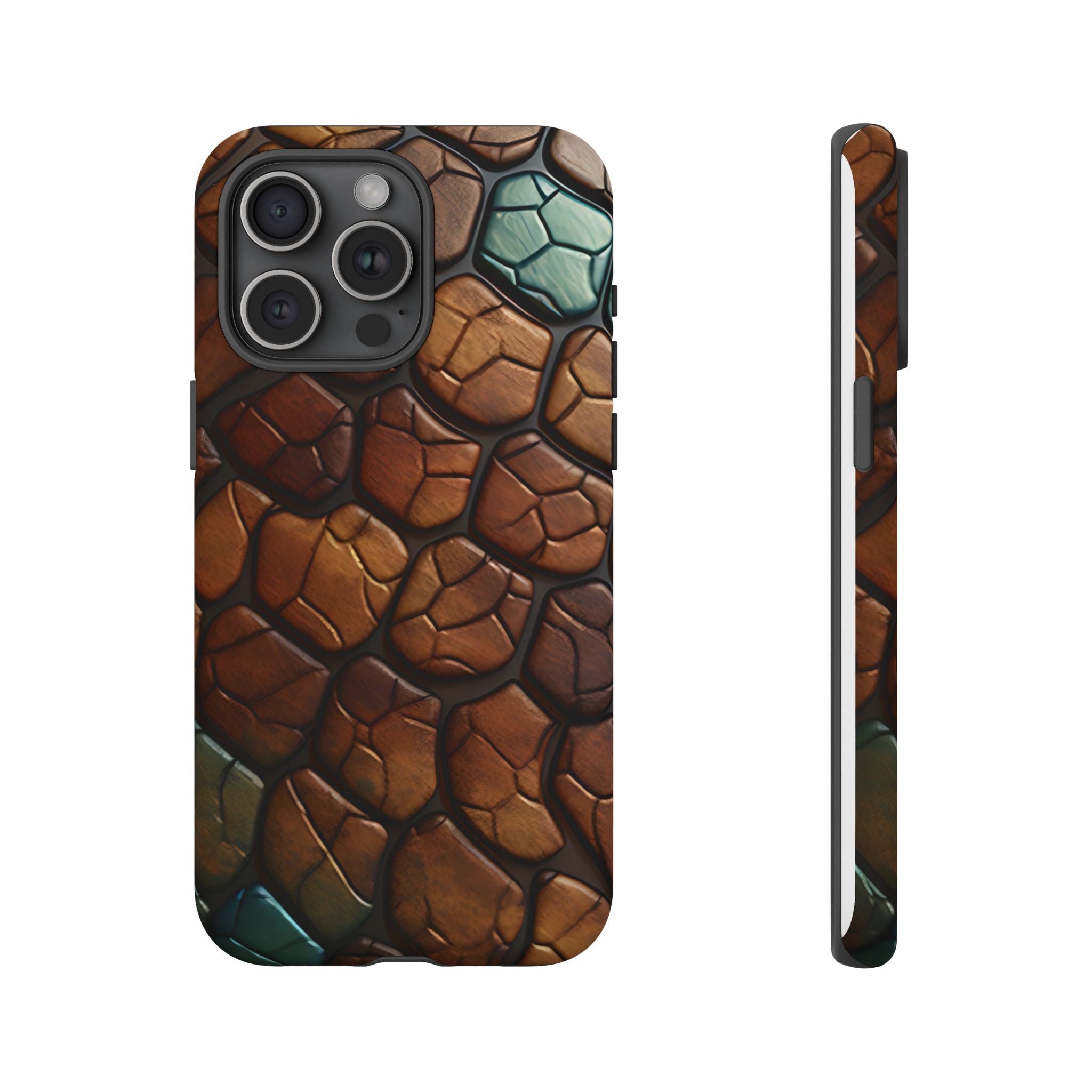 Mosaic Reptile iPhone Case - Teal & Brown