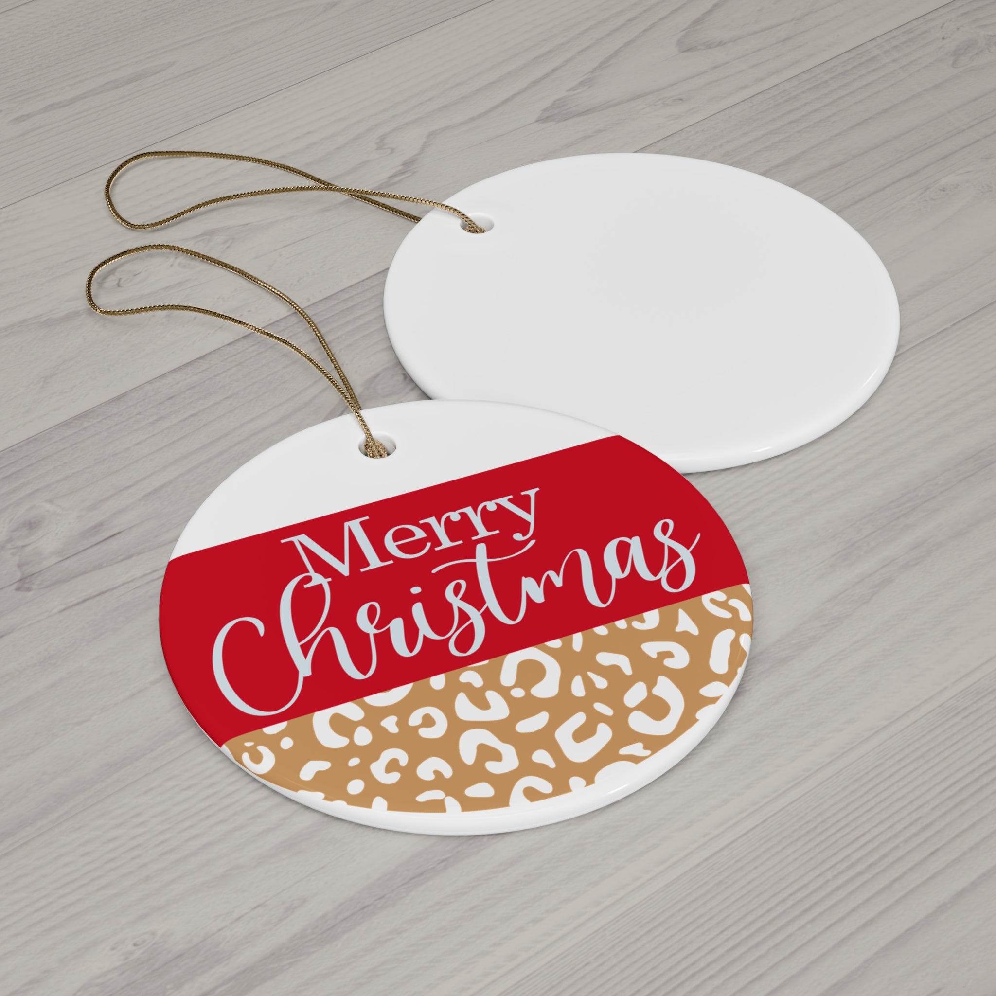 Leopard Print Merry Christmas Ornament