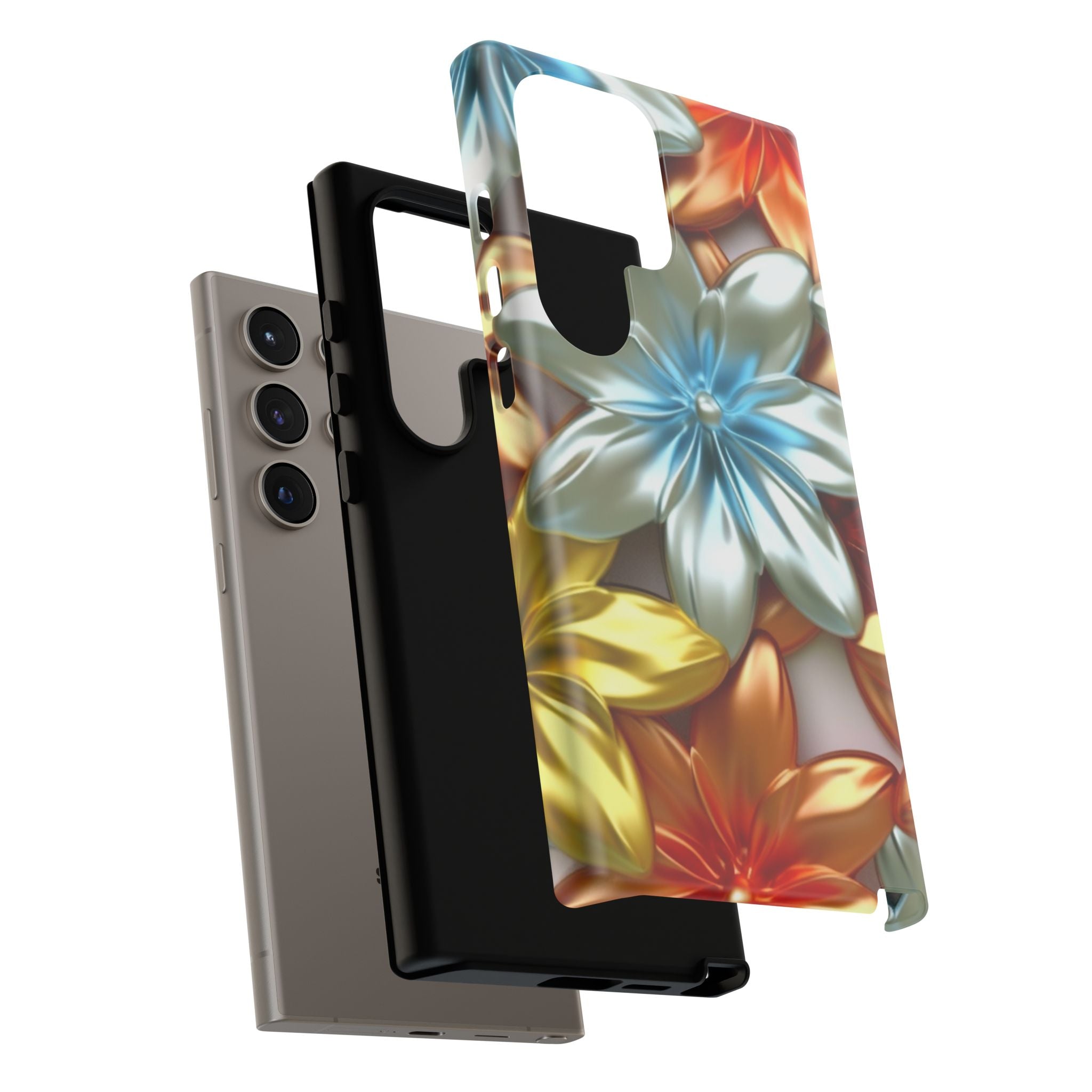 Metallic Flower Samsung Case - Stylish & Modern