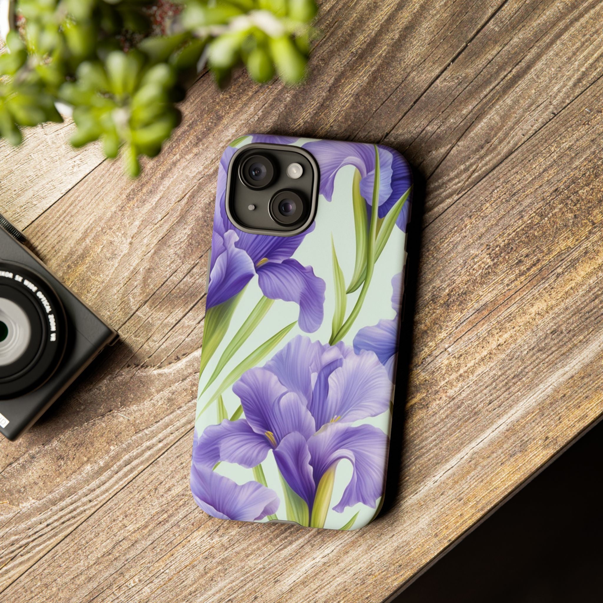 Purple Iris Floral iPhone Case - Hexagon Stone