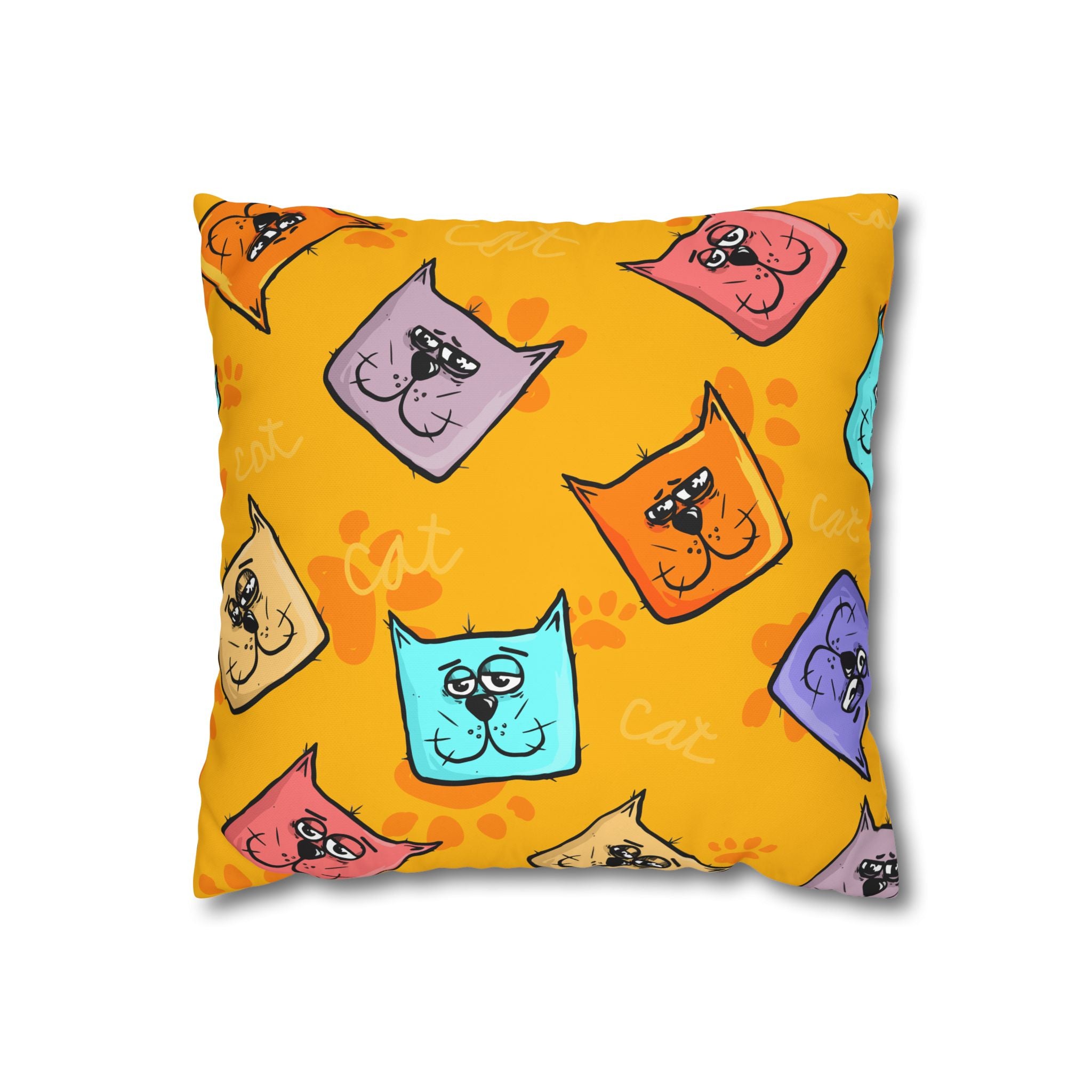 Pastel Cat Pillowcase - Gold Paw Print