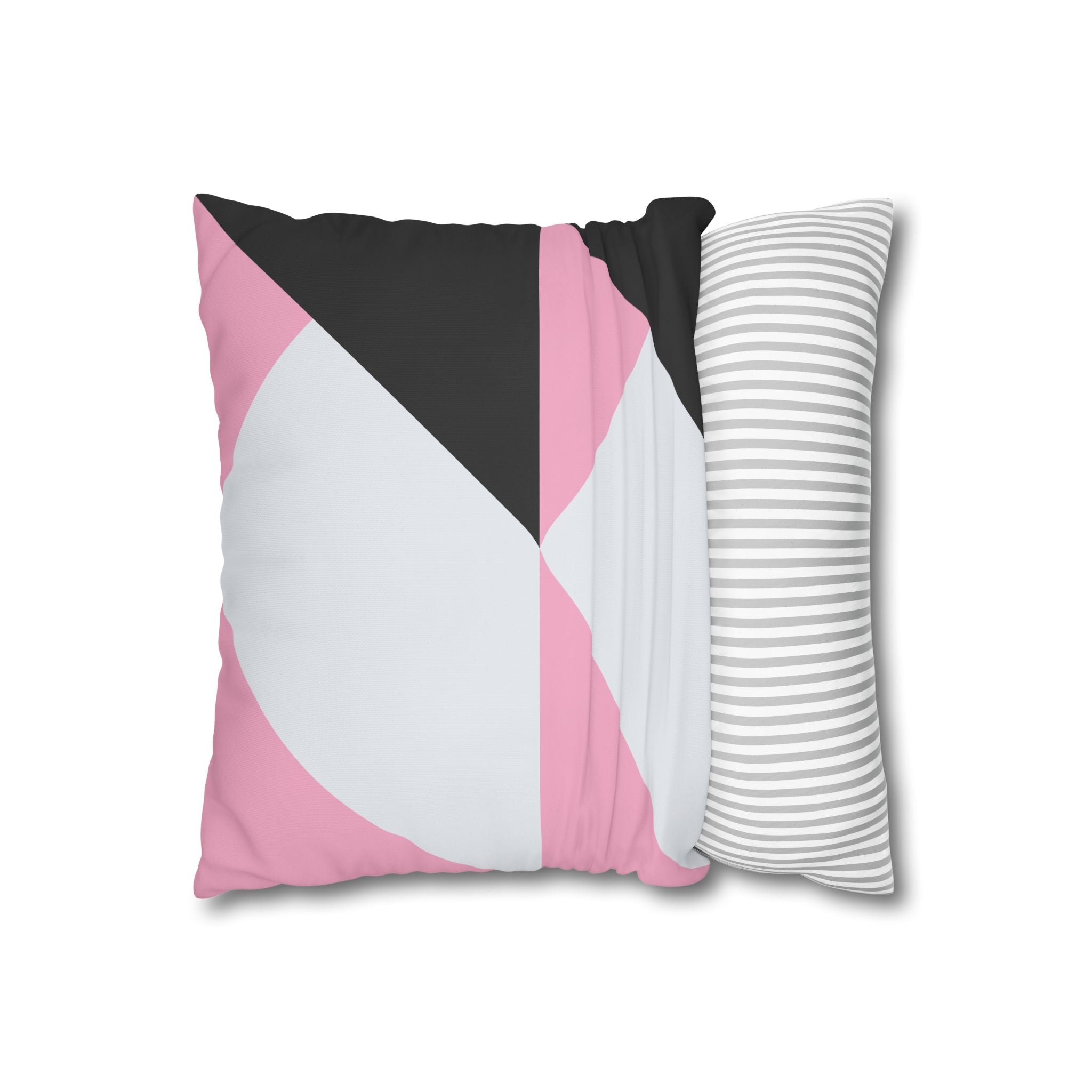 Geometric Triangle Pillowcase - Pink & Gray