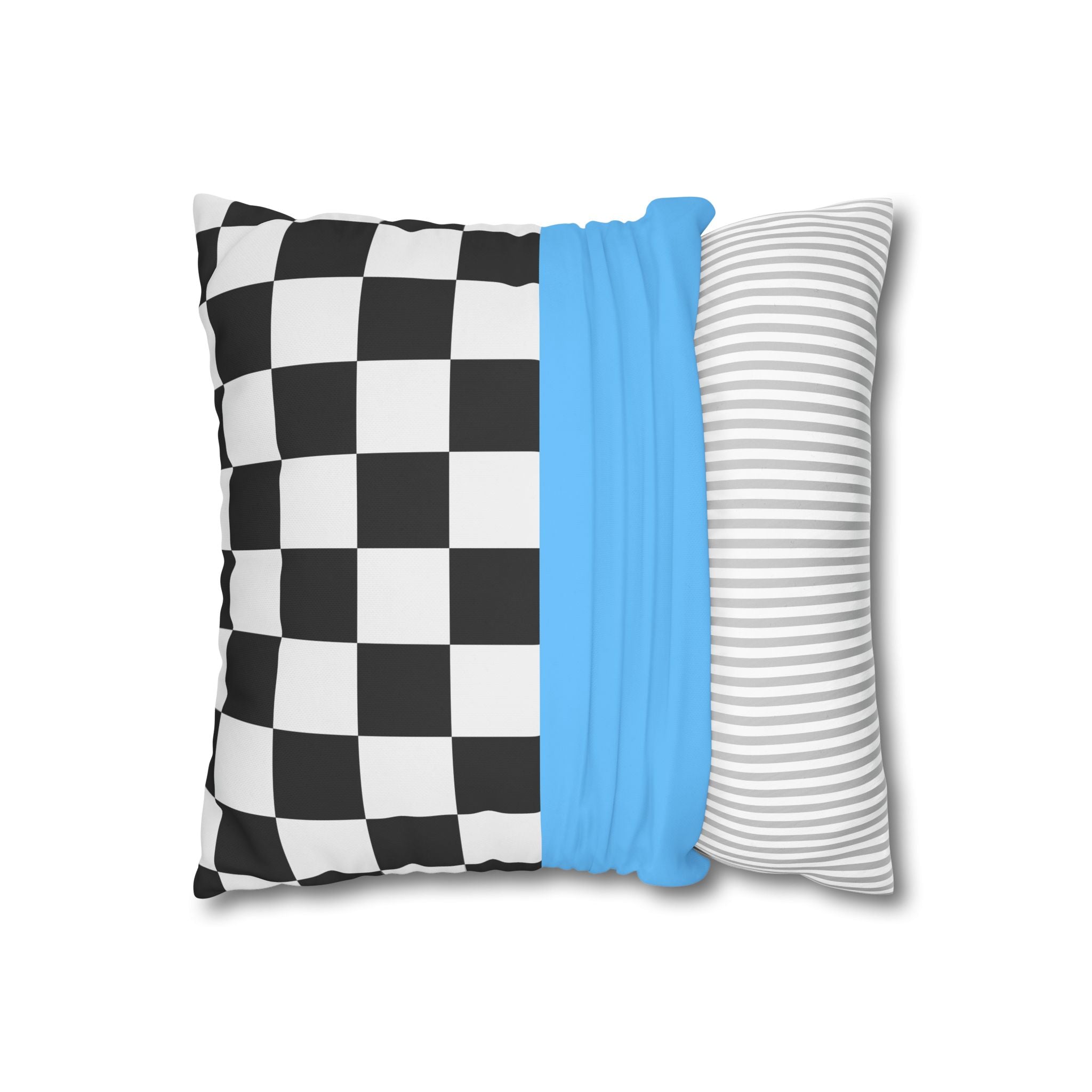 Checkered & Blue Pillowcase - Modern Design