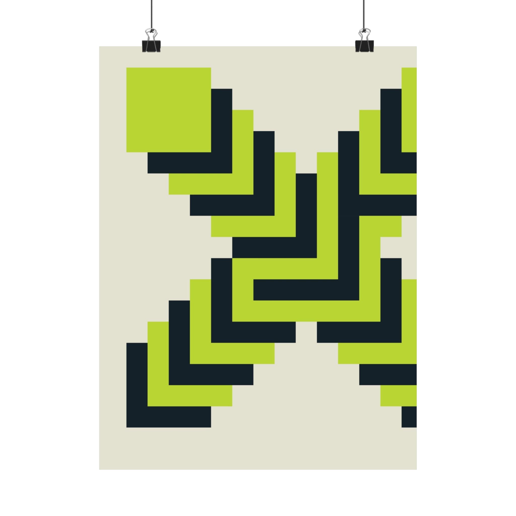 Geometric X Poster: Teal & Lime Art