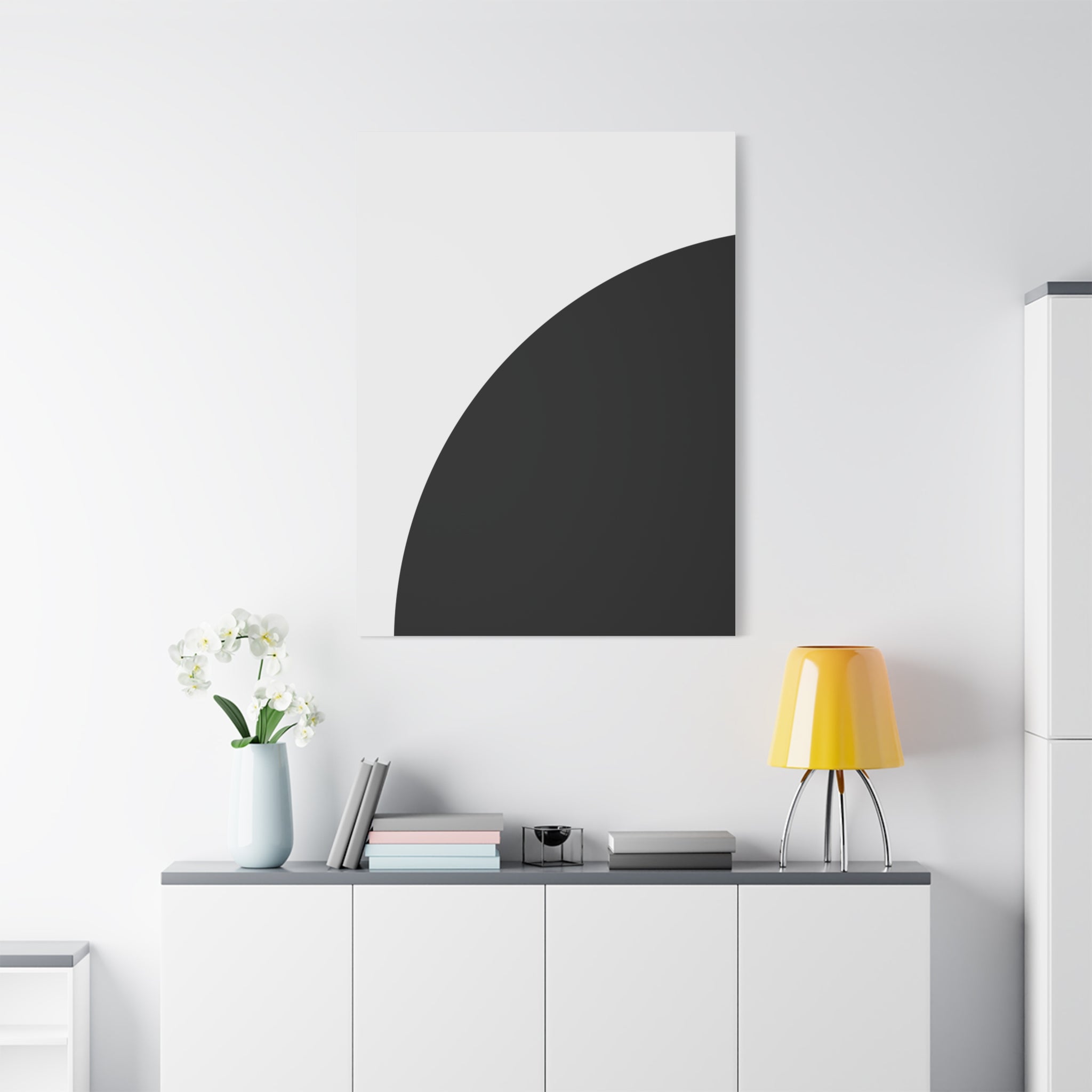 Abstract Black Semicircle Canvas Art