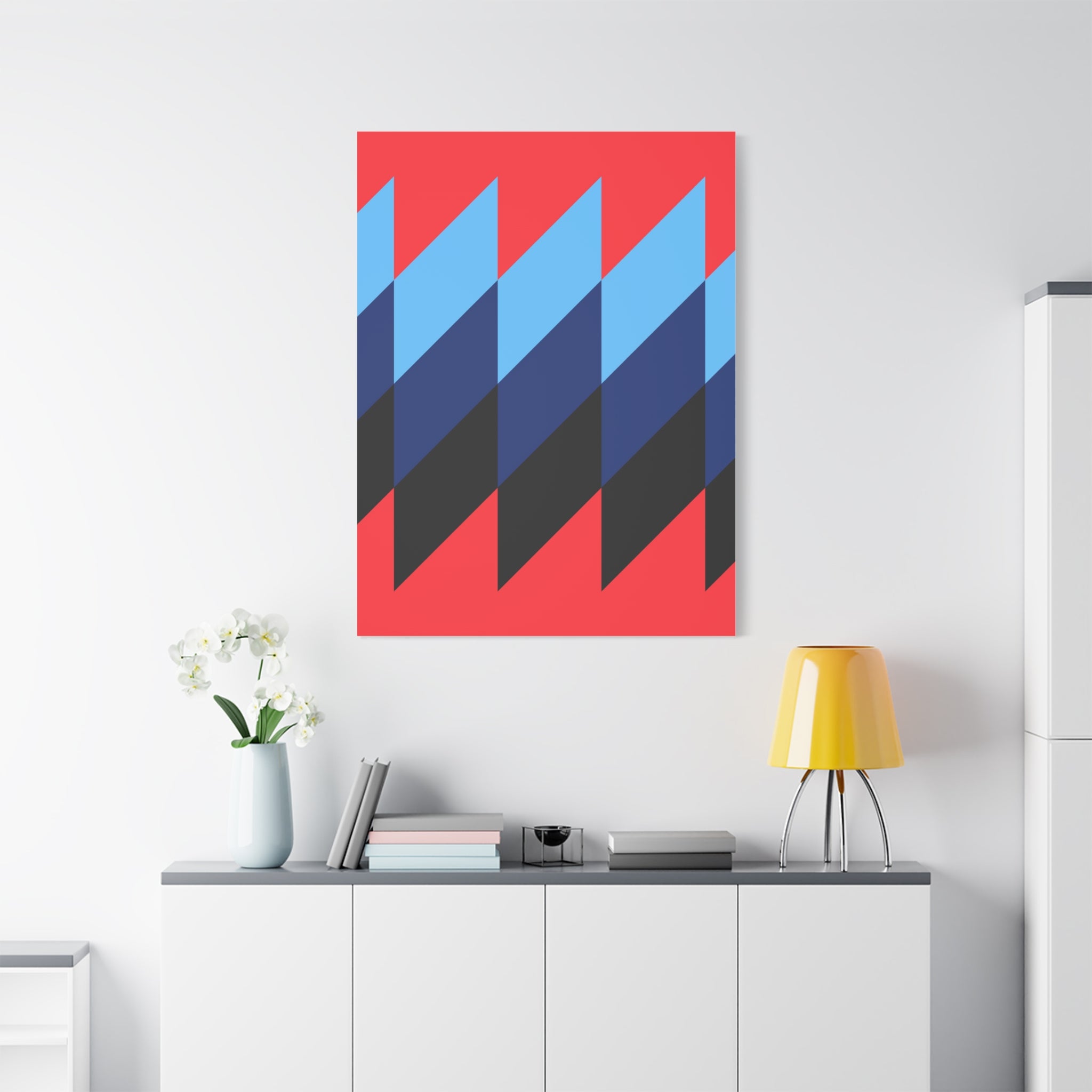 Abstract Geometric Red Canvas Art