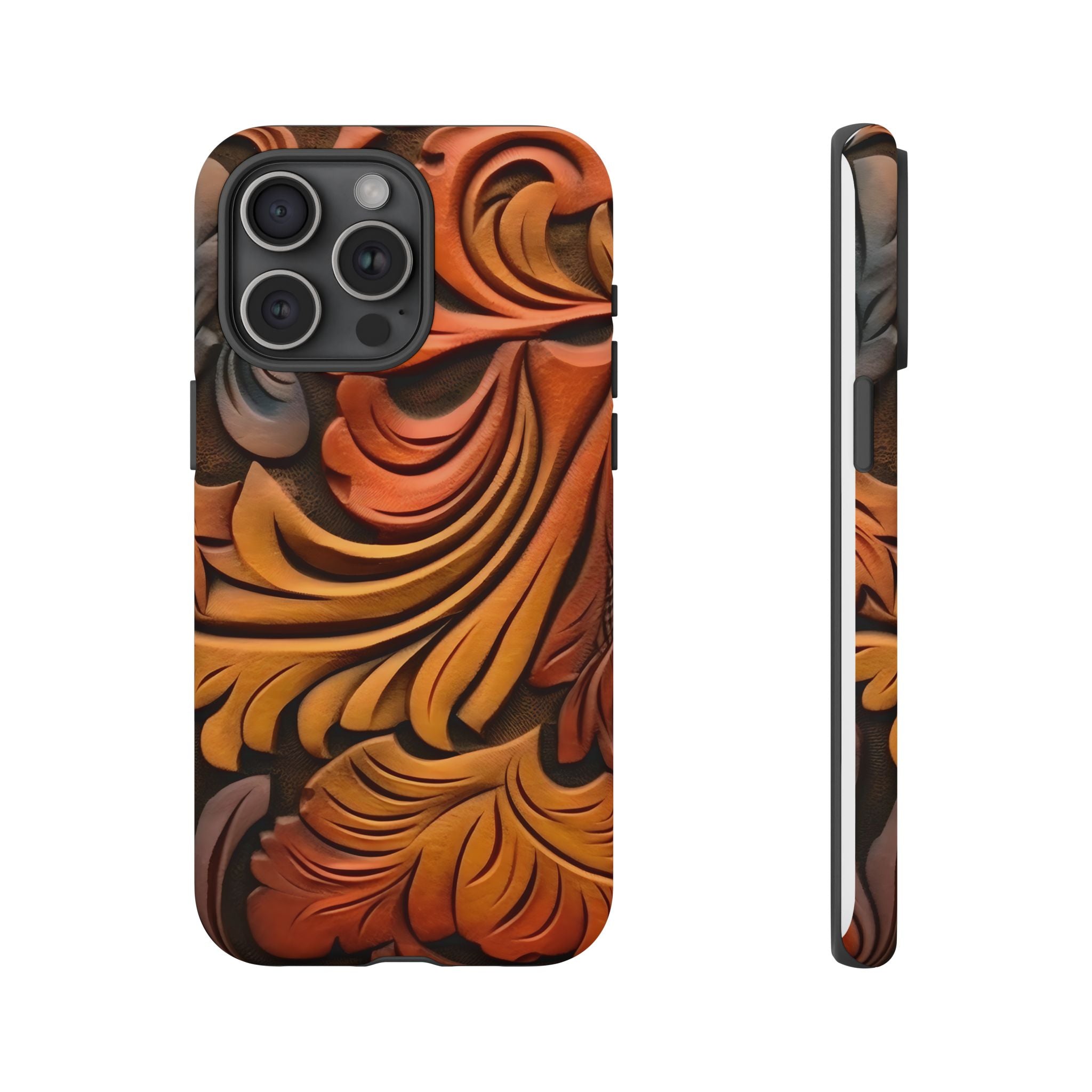 Art Nouveau Leather iPhone Case - Hexagon Stone