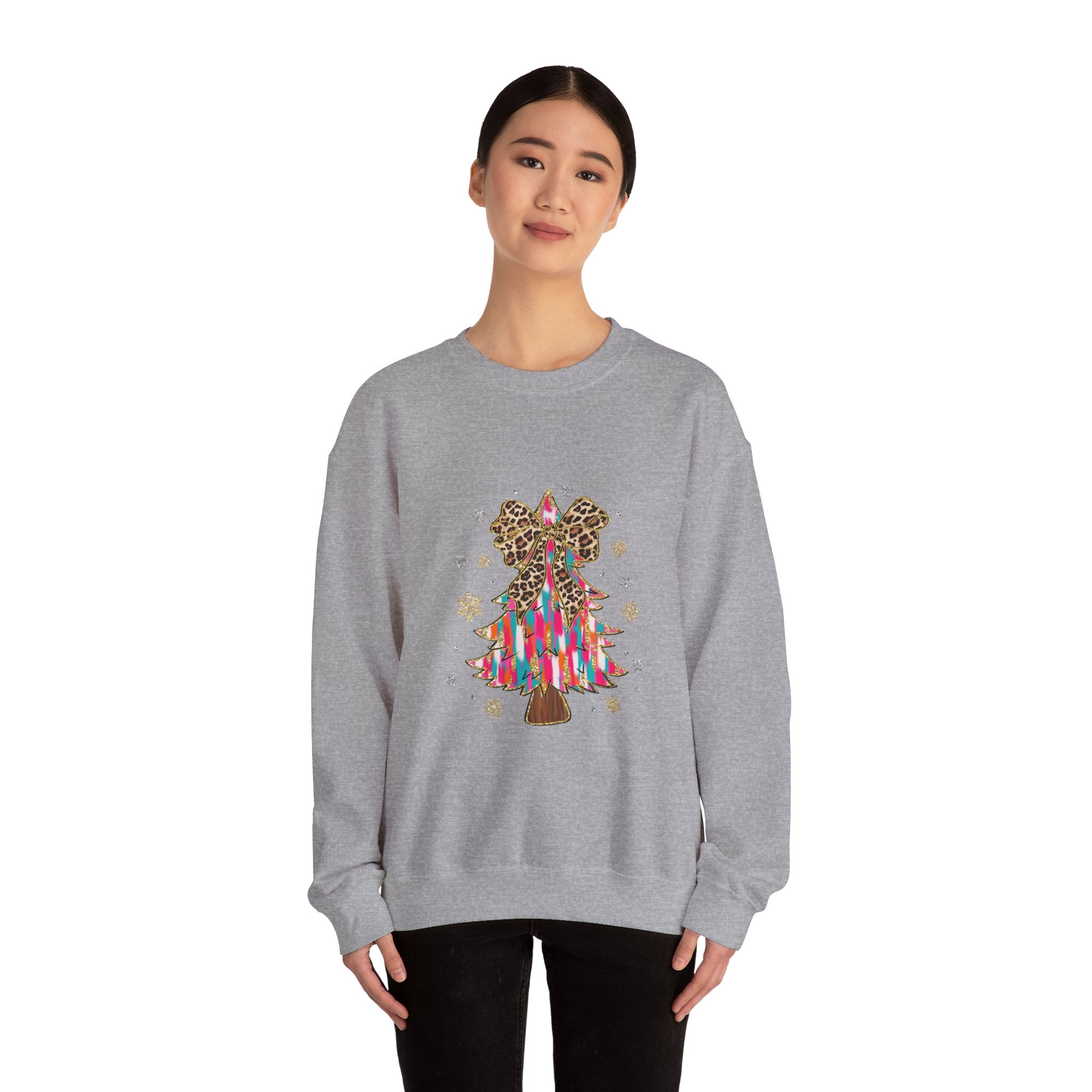 Tie-Dye Leopard Christmas Tree Sweatshirt