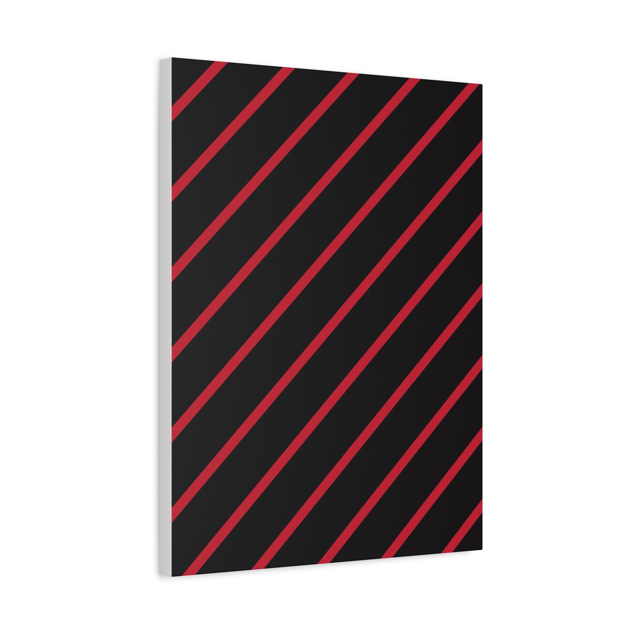 Crimson Diagonal Stripes Matte Canvas Art