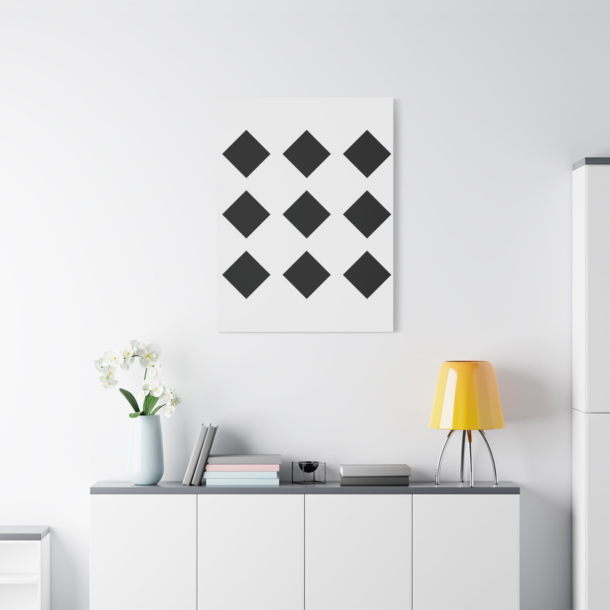 Black Diamond Grid - Matte Canvas Art