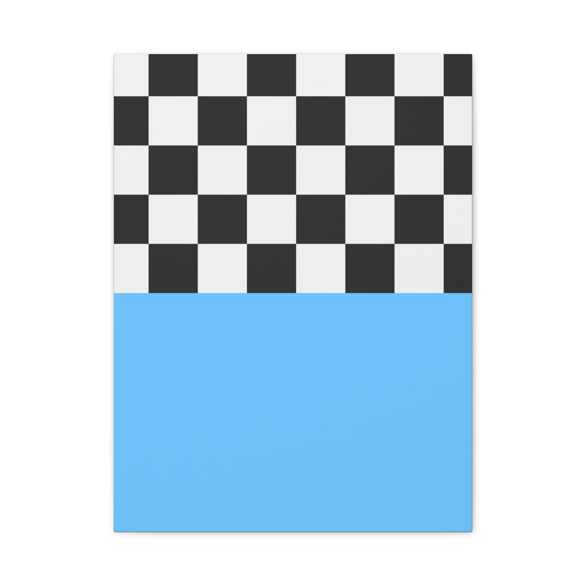 Checkered & Blue Abstract Matte Canvas Art