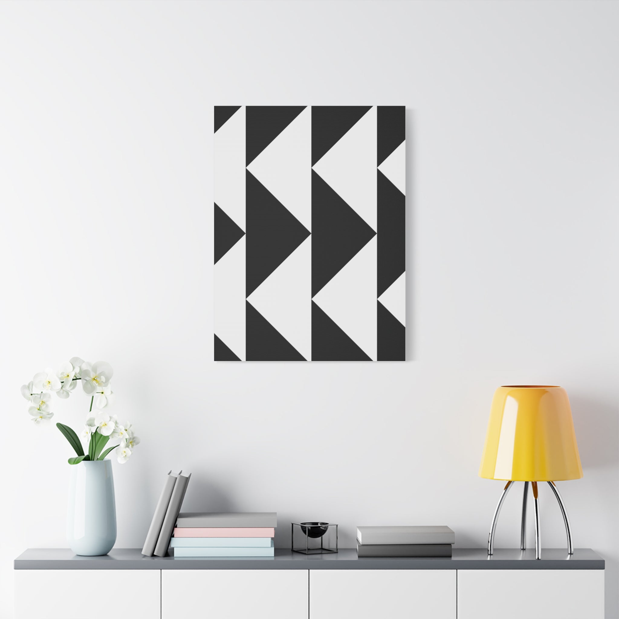 Black & White Triangle Geometric Canvas Art