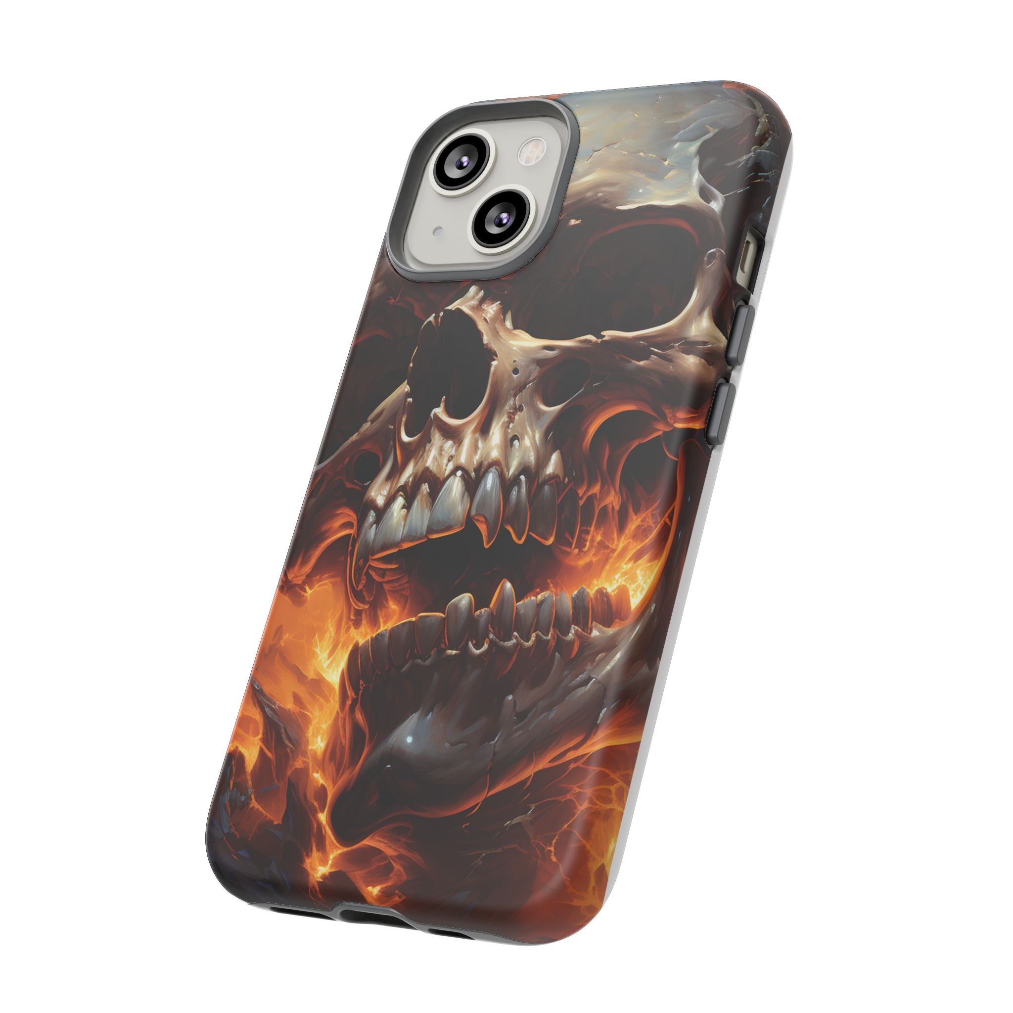 Fiery Skull Hexagon iPhone Case - Rugged