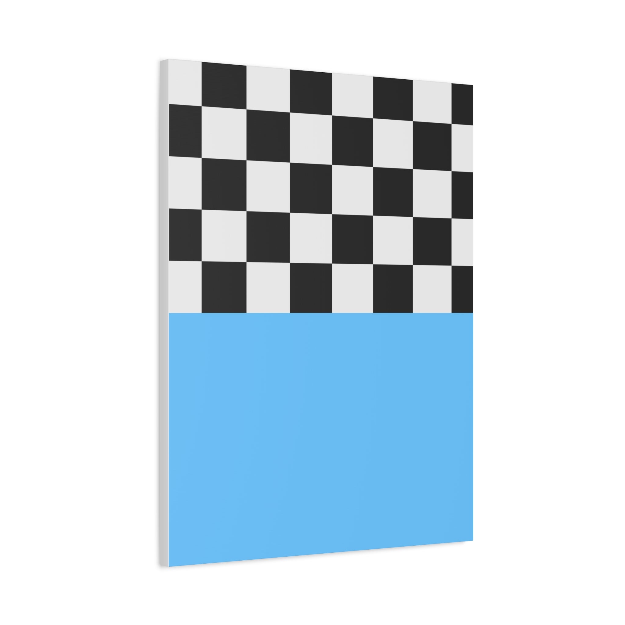 Checkered & Blue Abstract Matte Canvas Art